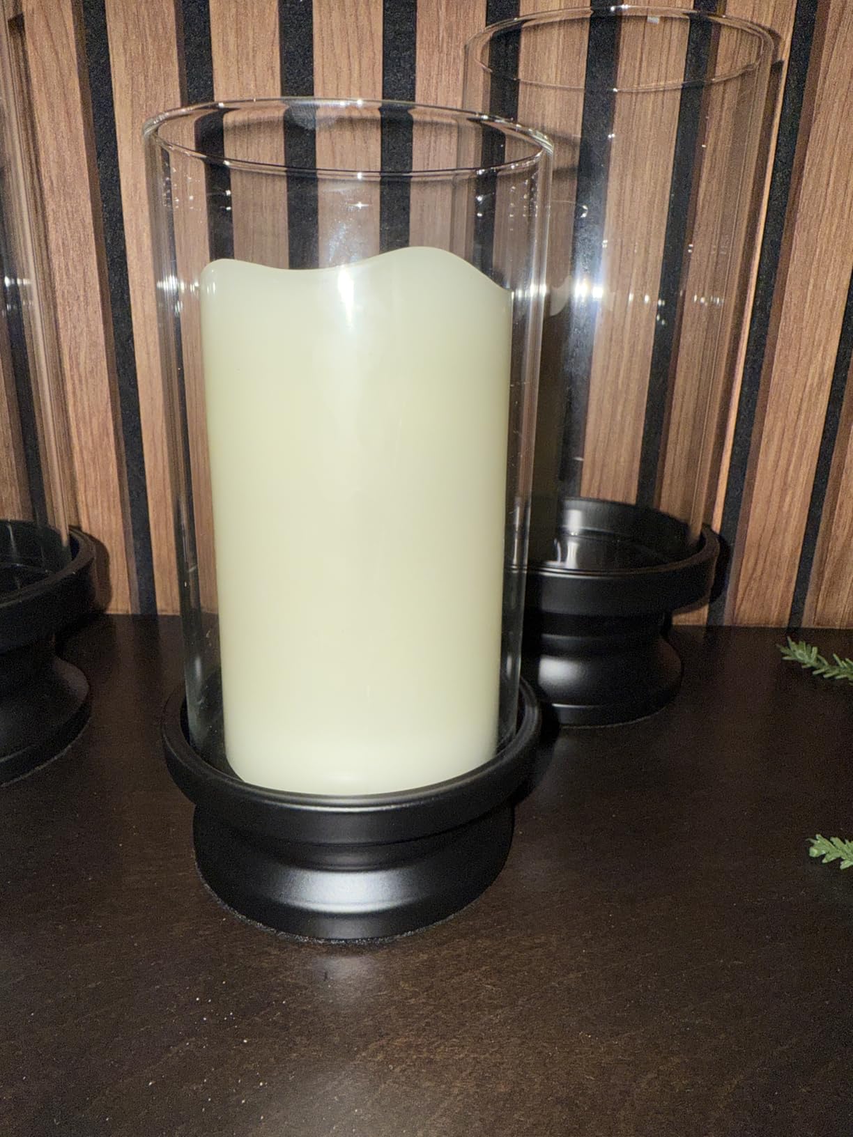 NUPTIO Hurricane Glass Candle Holders for Pillar - Matte Gold - Set of 2 | Iron Pillars Candle Holders with Thick Sleeve for Fall Thanksgiving Christmas Table Centerpiece Fireplace Mantel Decor customer photo 2