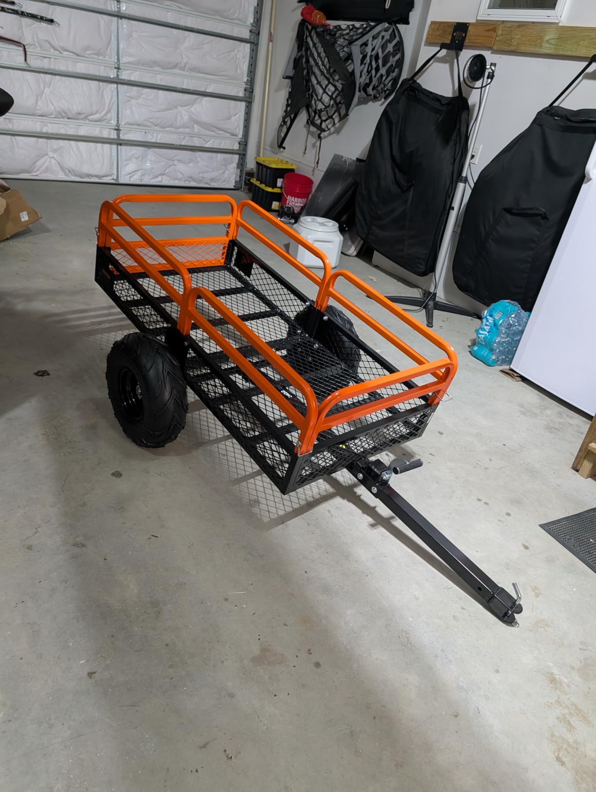 VEVOR ATV UTV Trailer Tow Behind Dump Cart | For Lawn Mower Tractor, Yard Garden Use, Hand-Pull or Foot-Step, Heavy Duty Steel Trailer with Removable Sides and 2 Tires customer photo 2