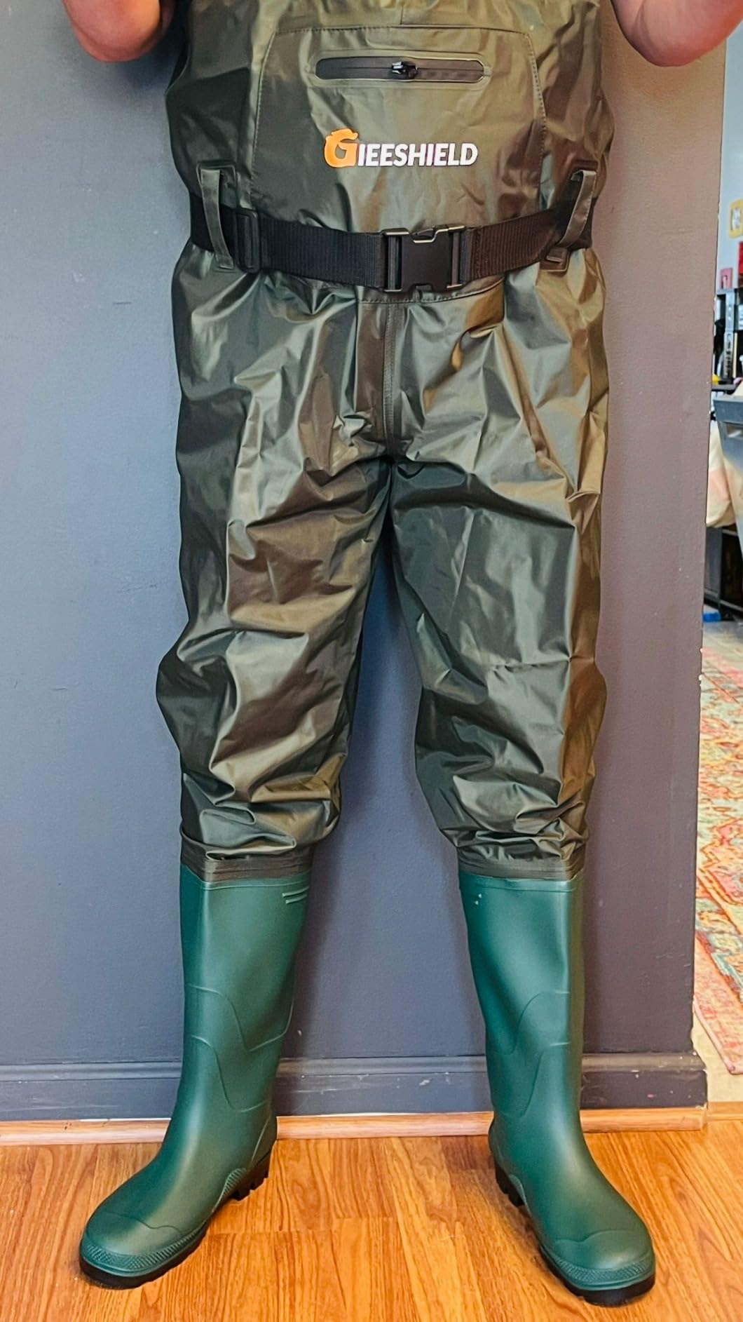 Waterproof Bootfoot Chest Waders - Lightweight 2-Ply Nylon/PVC for Fishing & Hunting with Boot Hanger customer photo 2