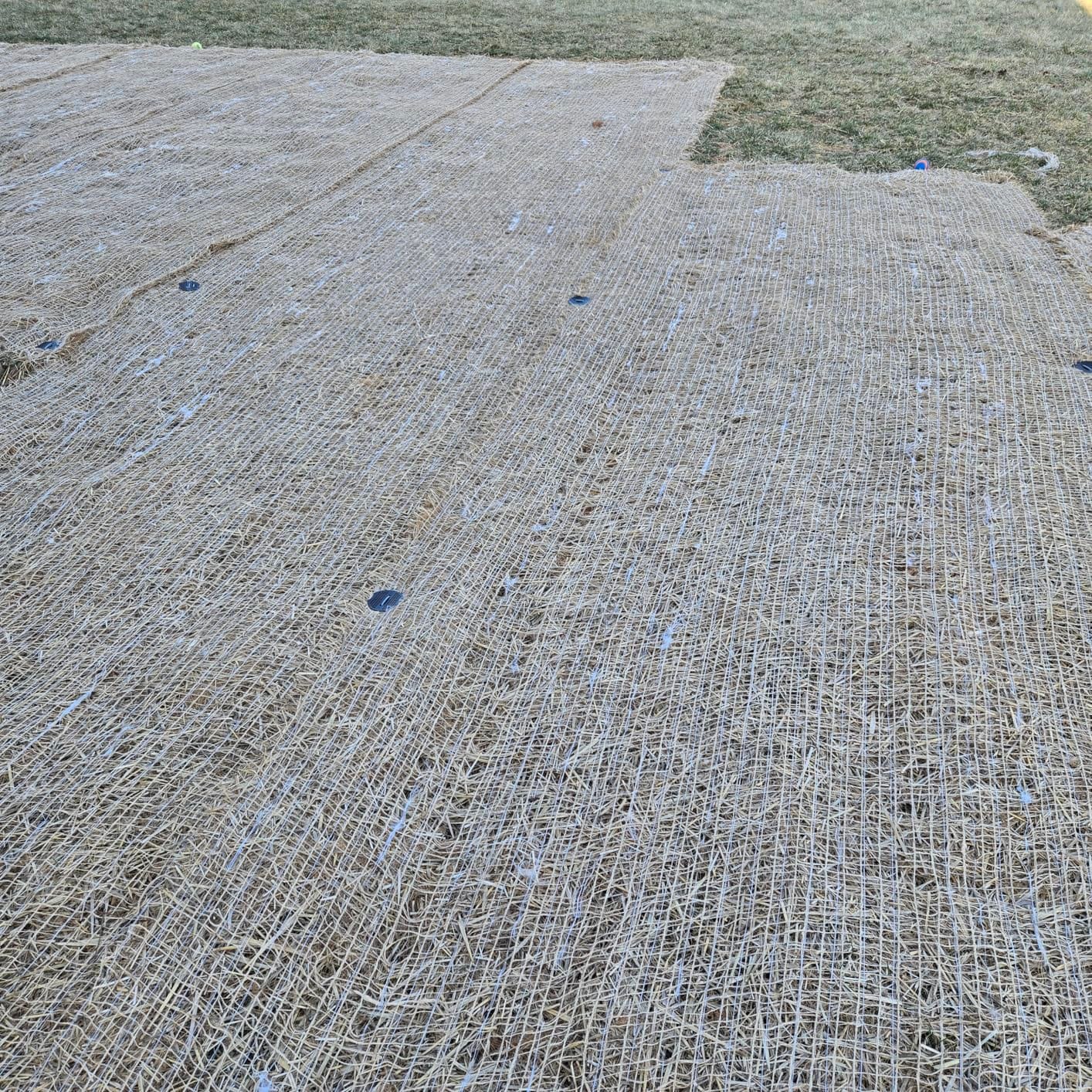 Farm Plastic Supply 100% Biodegradable Erosion Control Blanket - Straw/Coconut Straw Garden and Landscape Cover, Straw Blanket, Erosion Control (8' x 112.5') customer photo 2