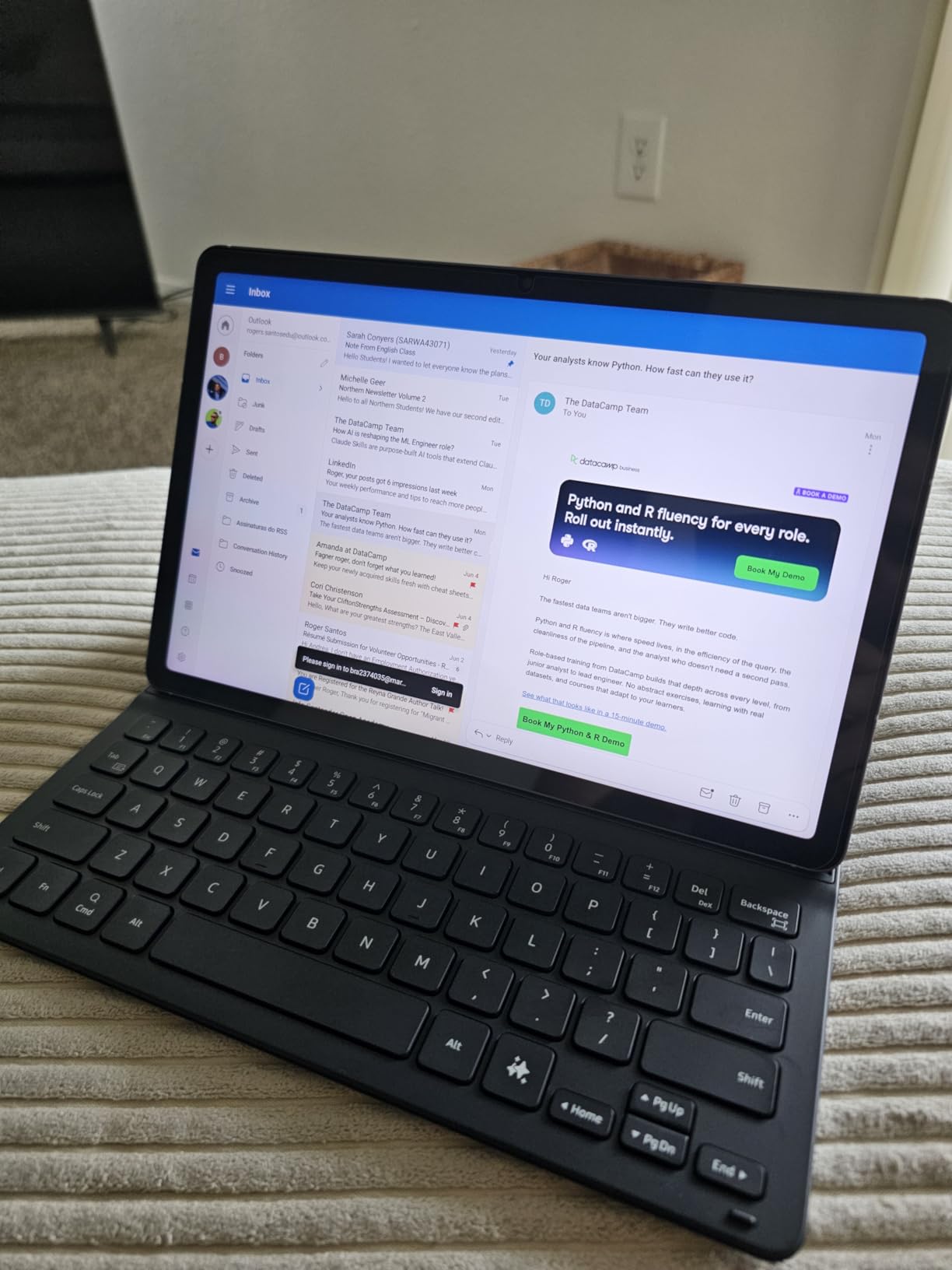 Samsung Galaxy Tab S9 | S9 FE | S10 FE, FE Book Cover Keyboard Slim - AI Key for Galaxy Tab S10 FE, Detachable Platform, PC-Like Experience, Wireless Keyboard Sharing customer photo 2
