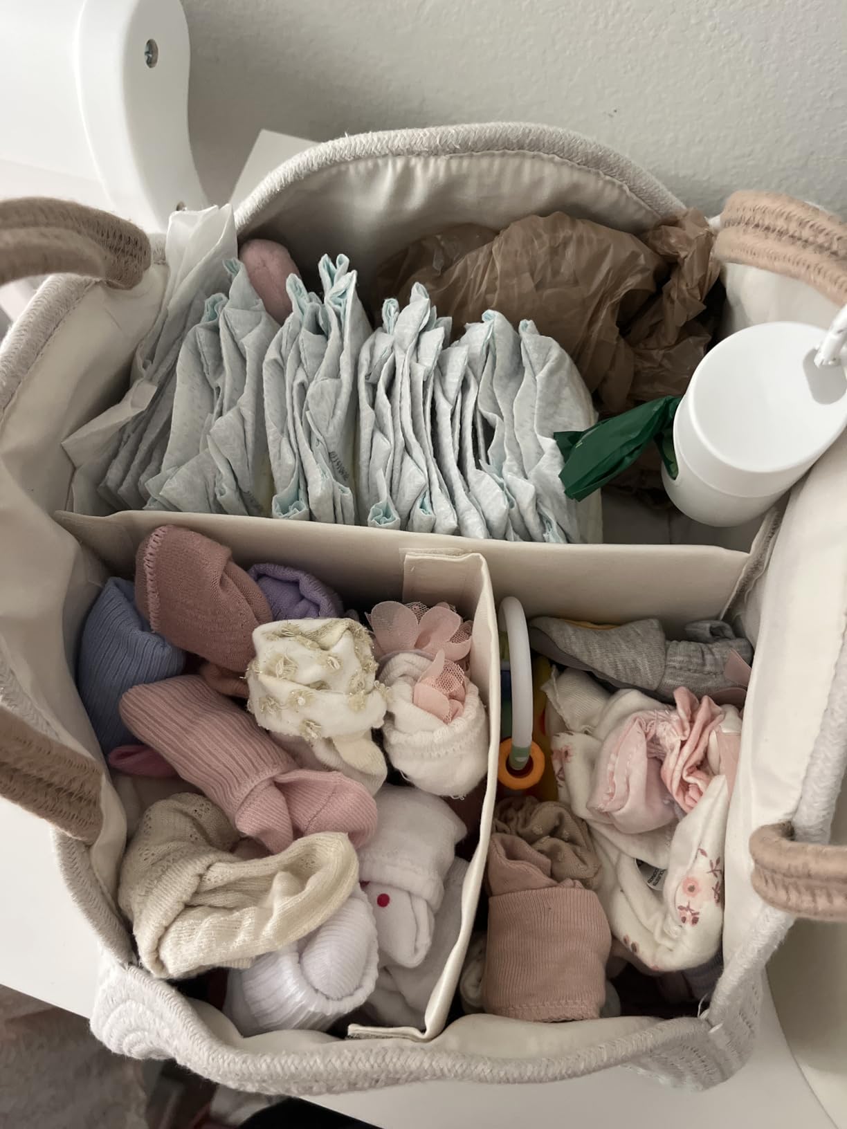 Blissful Diary Diaper Caddy Organizer, Woven Cotton Rope, Earthy Rainbow | Large Storage Basket with Removable Dividers, Gift for Baby Shower, Newborn Boy & Girl Essentials, Baby Registry Must Have customer photo 2