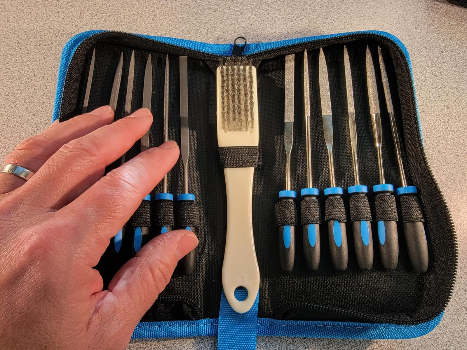 SOWKIPE 13-Piece Needle File Set, 6 Diamond and 6 Steel Files with Case | 6 diamond and 6 steel precision files with cleaning brush and carrying case for wood, plastic, jewelry, leather and DIY customer photo 2