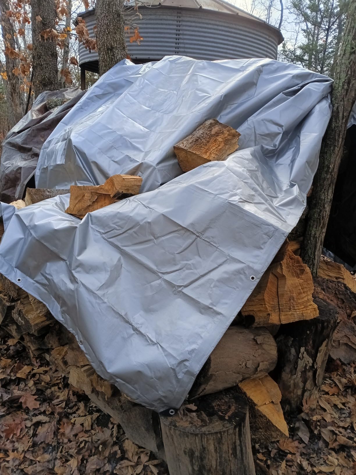 Heavy Duty Tarp 30' x 40', 12 Mil Thick Waterproof Poly Tarps, High Durability, Rip and Tear Resistant with Metal Grommets Every 20 Inches (Silver/Black) customer photo 2
