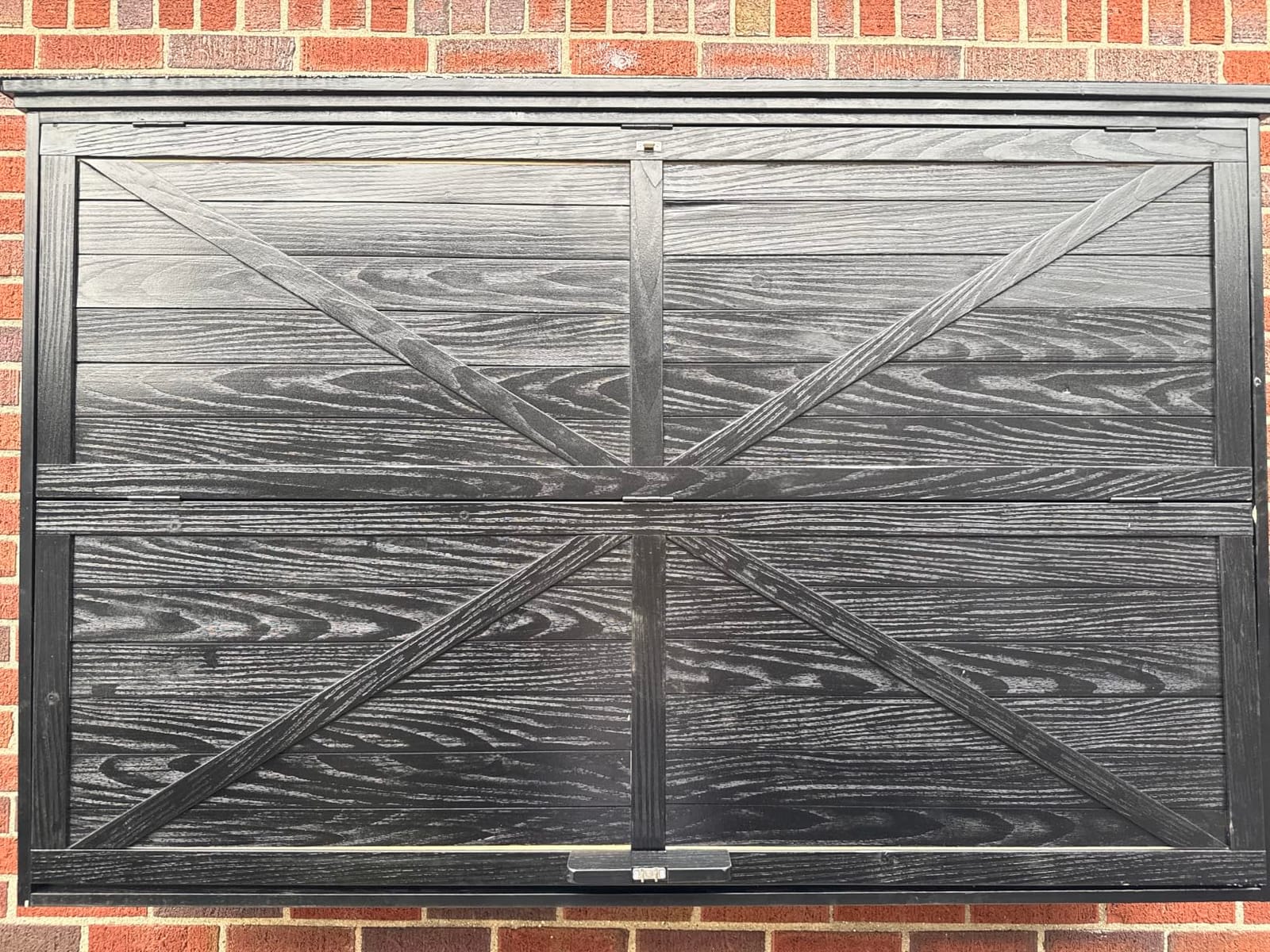 GDLF Outdoor TV Enclosure for 44-55 Inch TVs with Dual-Arm Mount | Solid wood construction, black finish, and a fold-up front suit covered patios, decks, and sheltered entertainment areas customer photo 2