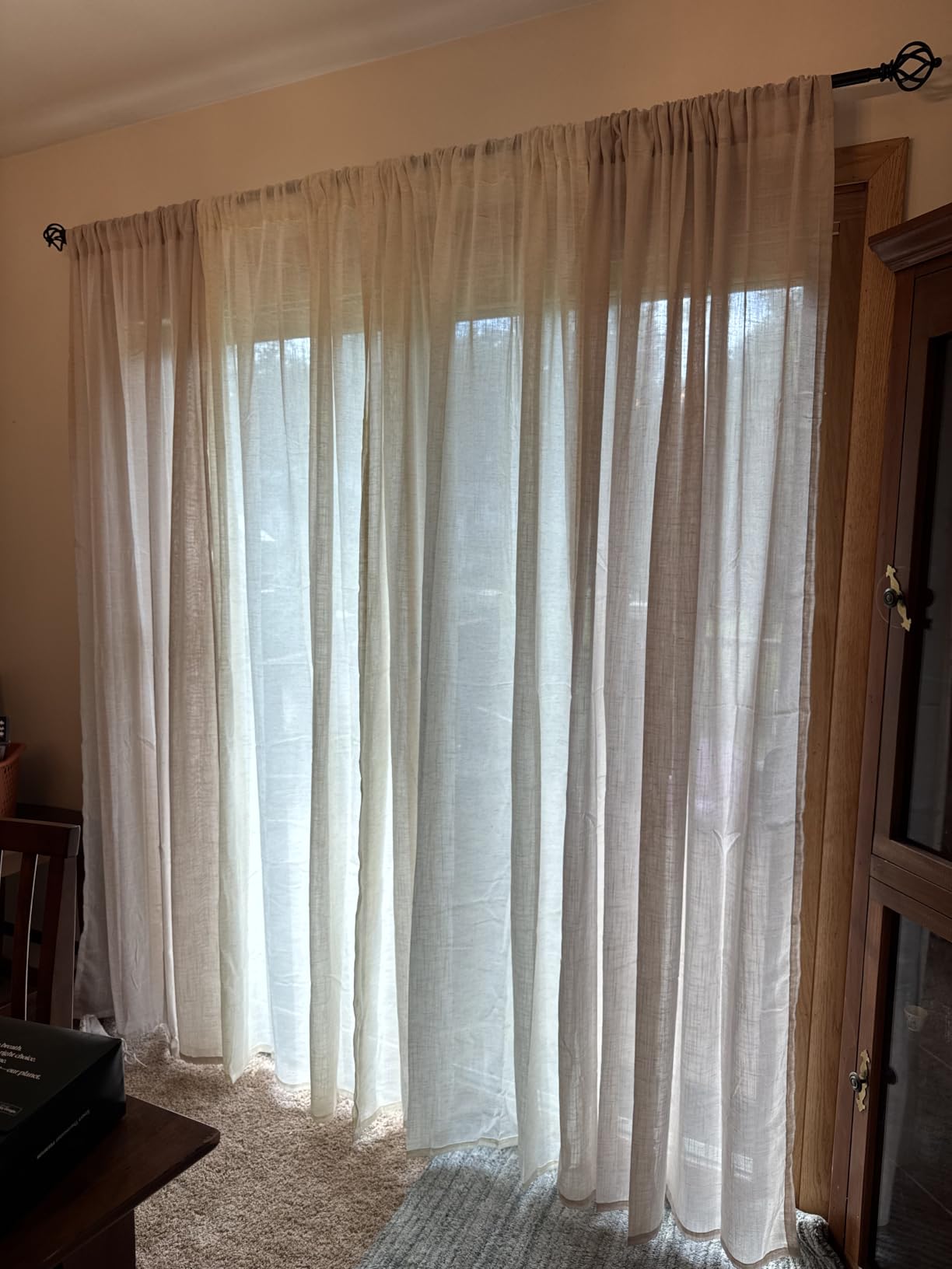 BGment Linen Kitchen Window Curtains Over Sink, 36 Inch Length Cafe Drapes | Beige Semi Sheer with Rod Pocket Light Filtering for Bathroom Small Window, 2 Panels Set, 30 X 36 Inch customer photo 2