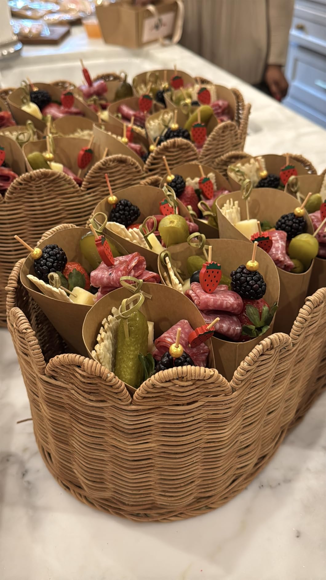 BEBE BASK Premium Scalloped Basket Set of 2 (16x10x7 In) - Storage Baskets | Handwoven Rattan, Scallop Basket, Wicker Basket With Scalloped Edge, Nursery Storage, Set of 2, Mocca customer photo 1