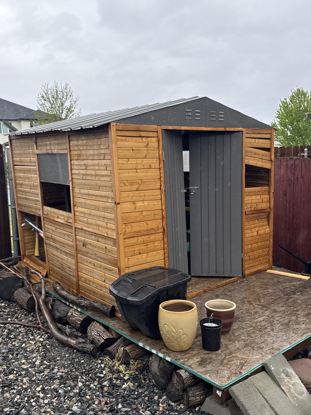 Shed 8' x 8' Storage Shed, 8x8 FT Wood Sheds & Outdoor Storage Clearance, Utility and Tool Garden Shed, Waterproof Storage Shed Large with Lockable Doors for Backyard, Patio, Outside Use customer photo 2