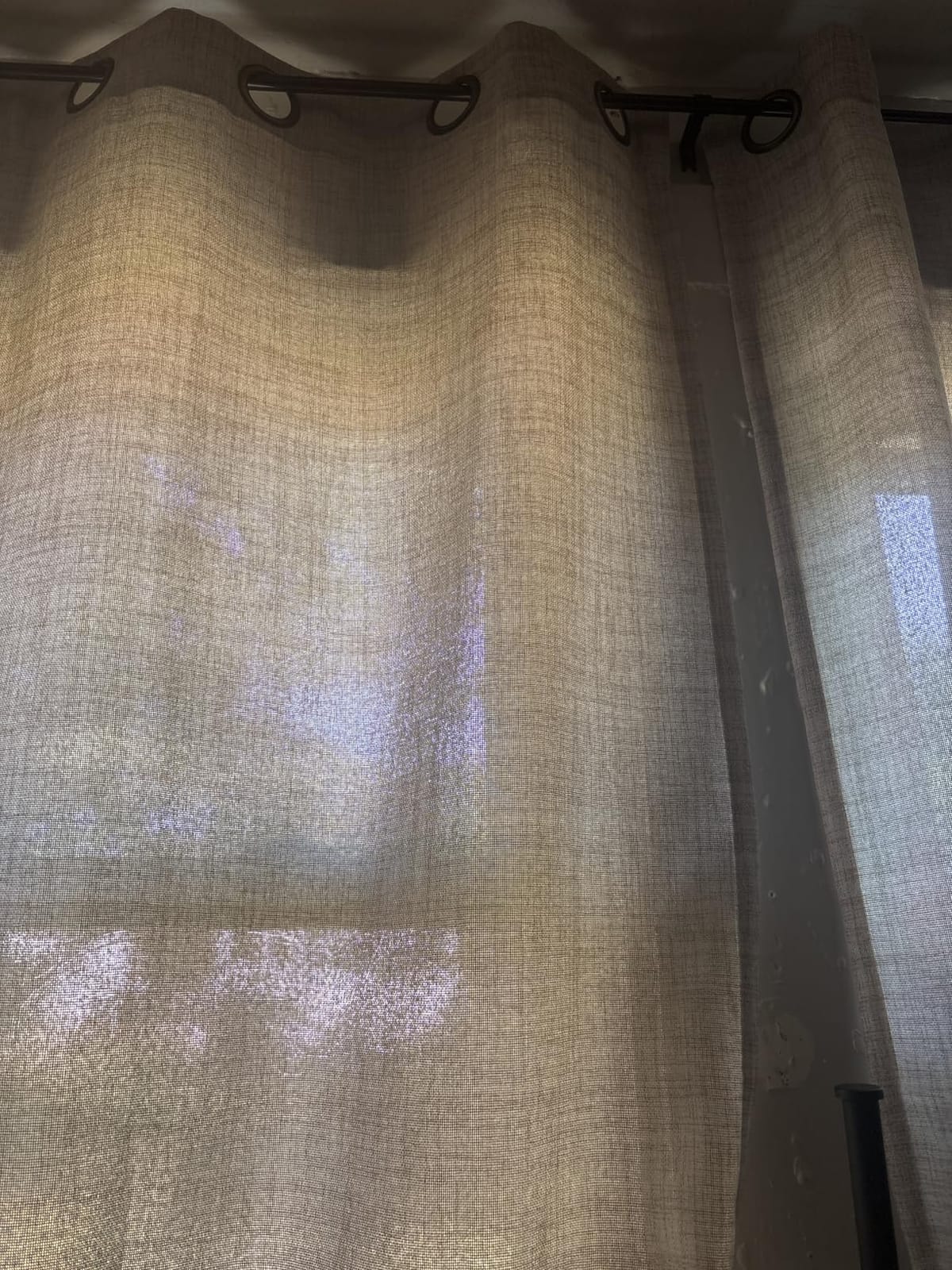 YoungsTex Linen Kitchen Window Curtains 40 Inch Length 2 Panels | Short Semi Sheer Drapes Light Filtering with Bronze Grommet Rustic for Bathroom Small Windows, 42 x 40 Inch customer photo 2