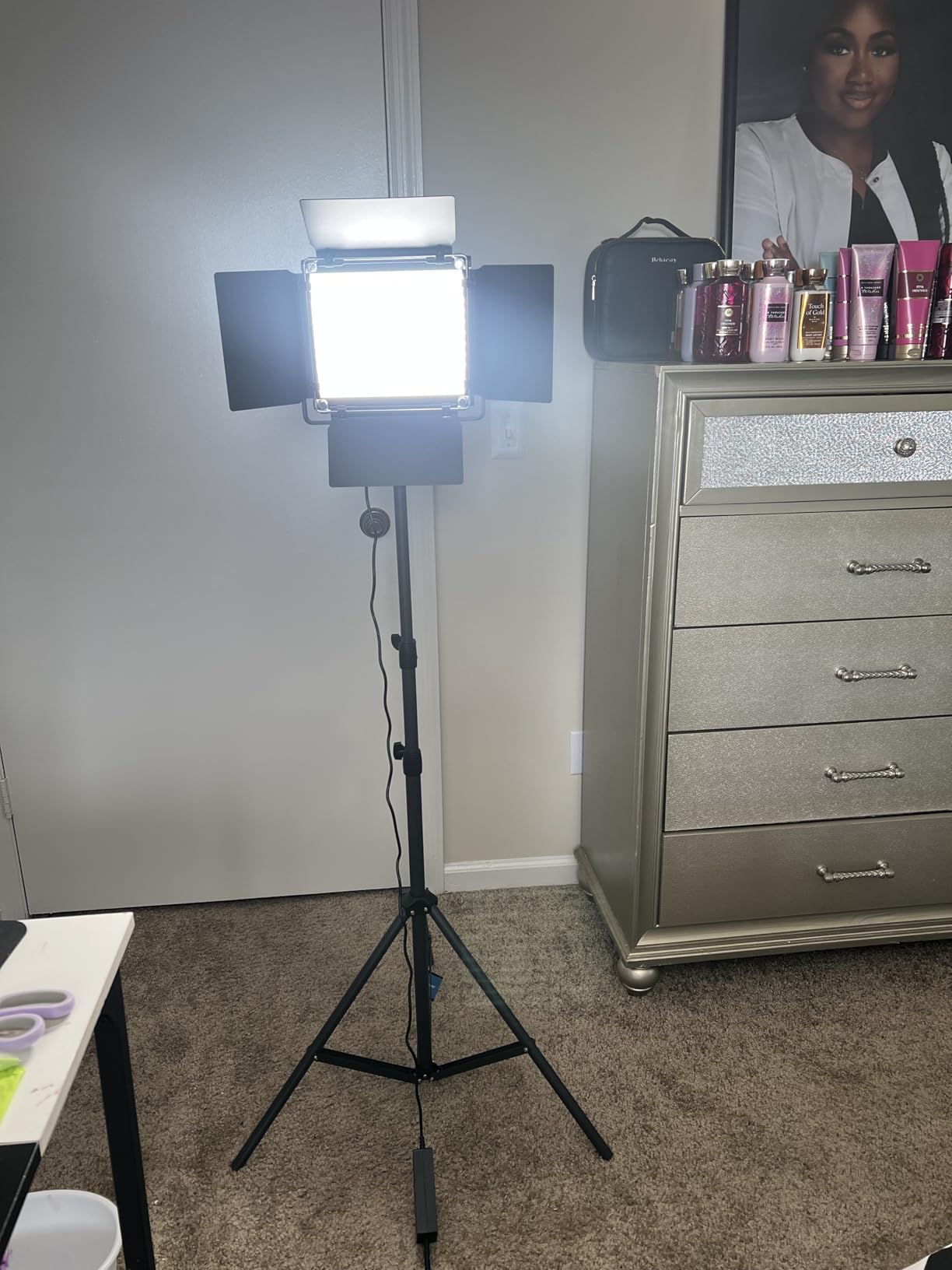 NEEWER Bi Color LED Studio Light with Tripod Stand Barndoors, Video Panel Key Lighting for Video Recording Streaming Photoshoot Photography, 660 LEDs 3200K-5600K 3300lx/1m Dimmable CRI96+, NL660 customer photo 1