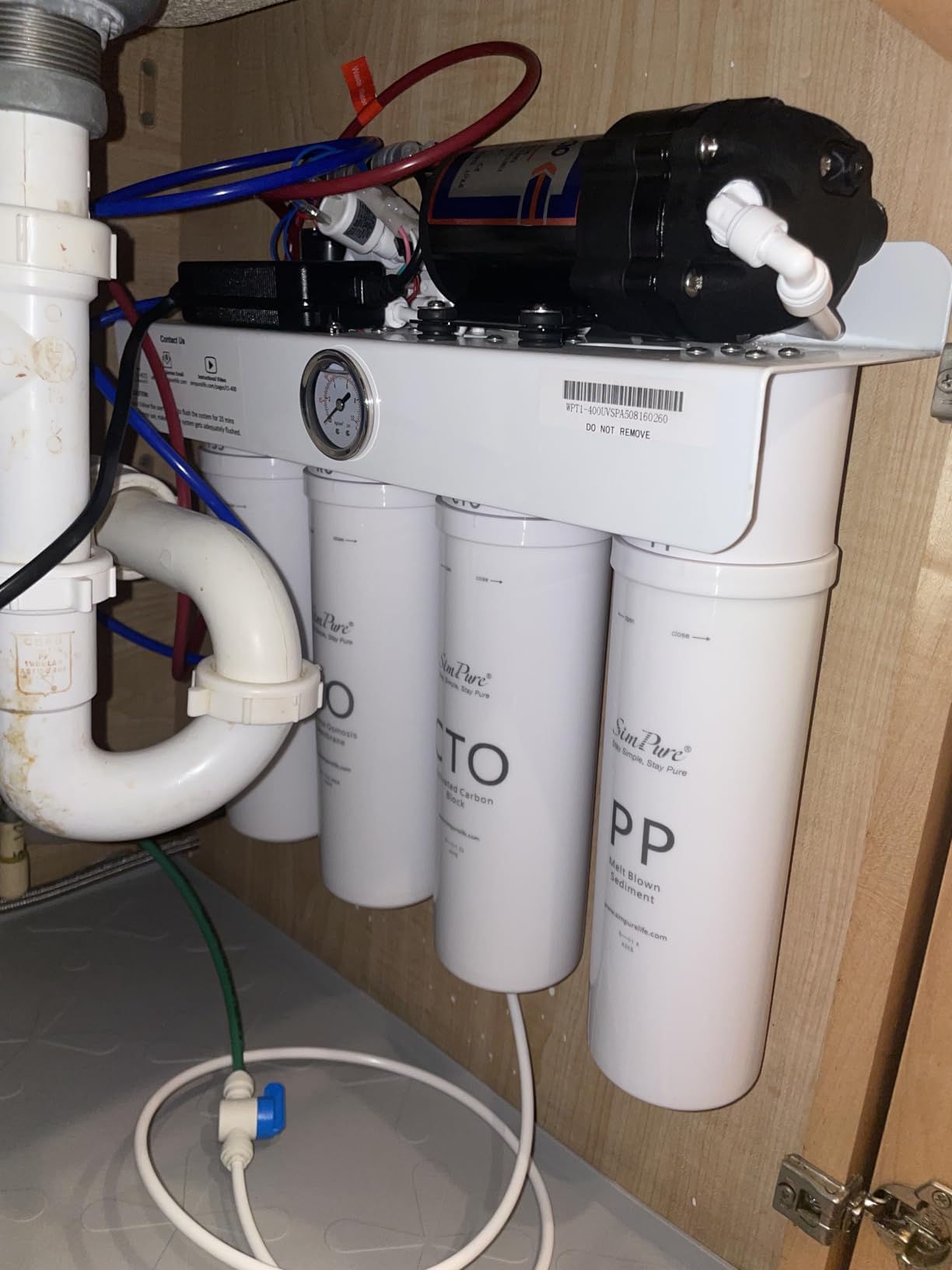 SimPure T2-600T UV Reverse Osmosis Water Filter 600 GPD Built-in Tank | NSF 58 Standard UV Reverse Osmosis System | 8-Stage Filtration for Near 0 TDS | High Efficiency 2:1 Pure to Drain customer photo 1