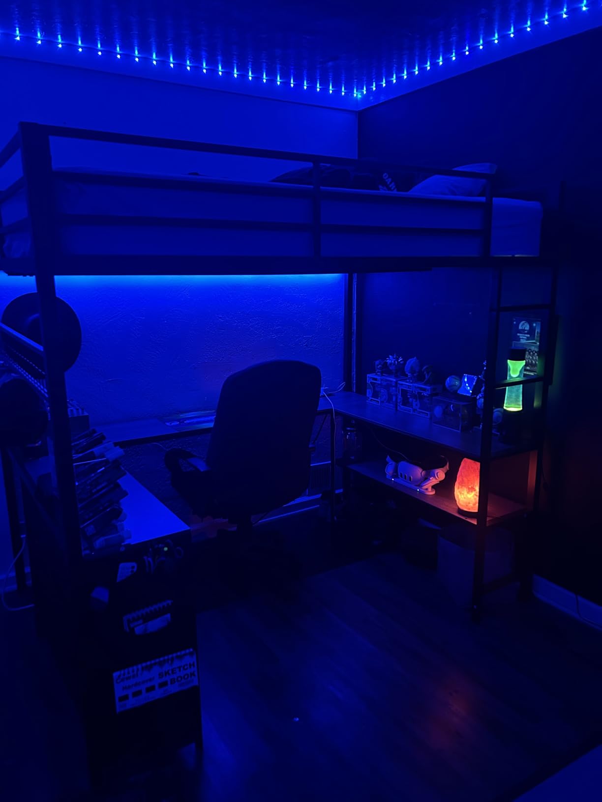 ADORNEVE Loft Bed Full Size with U-Shaped Desk, 6 Storage Drawers,White | Metal Loft Bed with Power Outlet, LED Light, 2 Storage Shelves, Safety Guardrail & Ladders, No Box Spring Needed customer photo 2