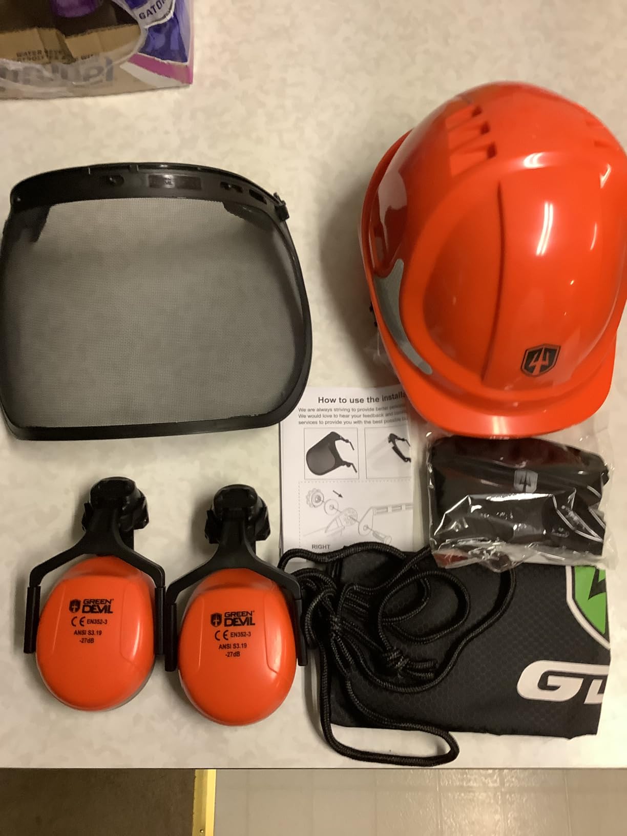 Green Devil Chainsaw Safety Protective Helmet Forestry Helmet with Build-in Visor Mesh Face Shield Ear Muffs 4 in 1 Ideal for Arborist Tree Work DIY Outdoor Logging Hard hat customer photo 2