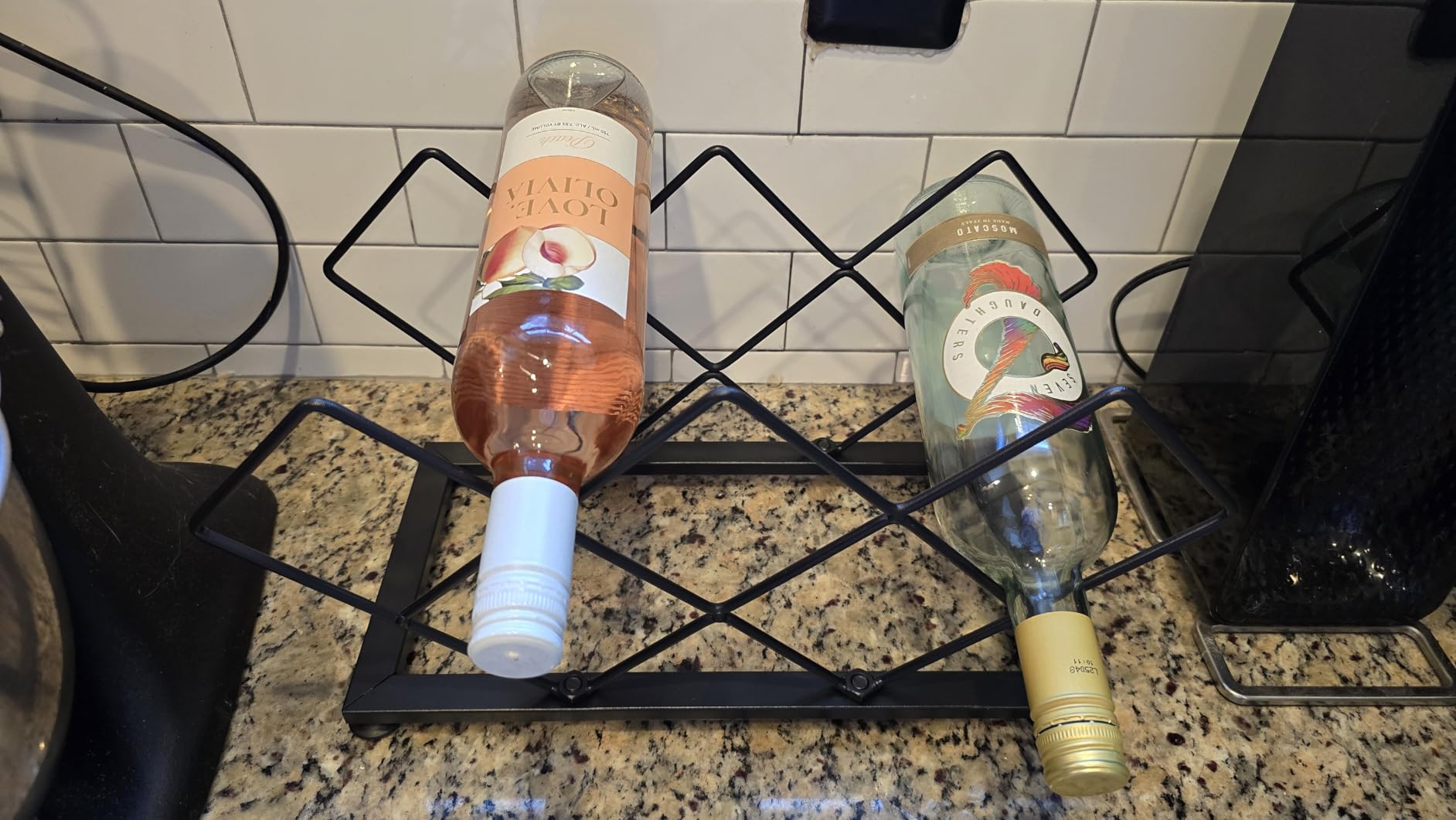 POKIPO Countertop Wine Rack - 7 Bottles Metal Small Wine Rack Wine Bottle Holder Storage Space Saving for Home Kitchen Bar Tableop Cabinet Pantry customer photo 1