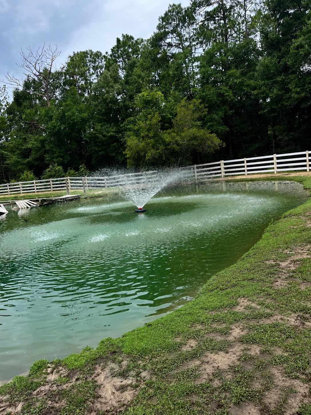 Pond Fountain Aerator, 1HP 110V 750W 15000 GPH Floating Fountain Pump with 100 FT Power Cord, 2 x 100 FT Rope, Timer, Fully Automatic Powerful Aerating Fountain for Larger Ponds, Lakes customer photo 2