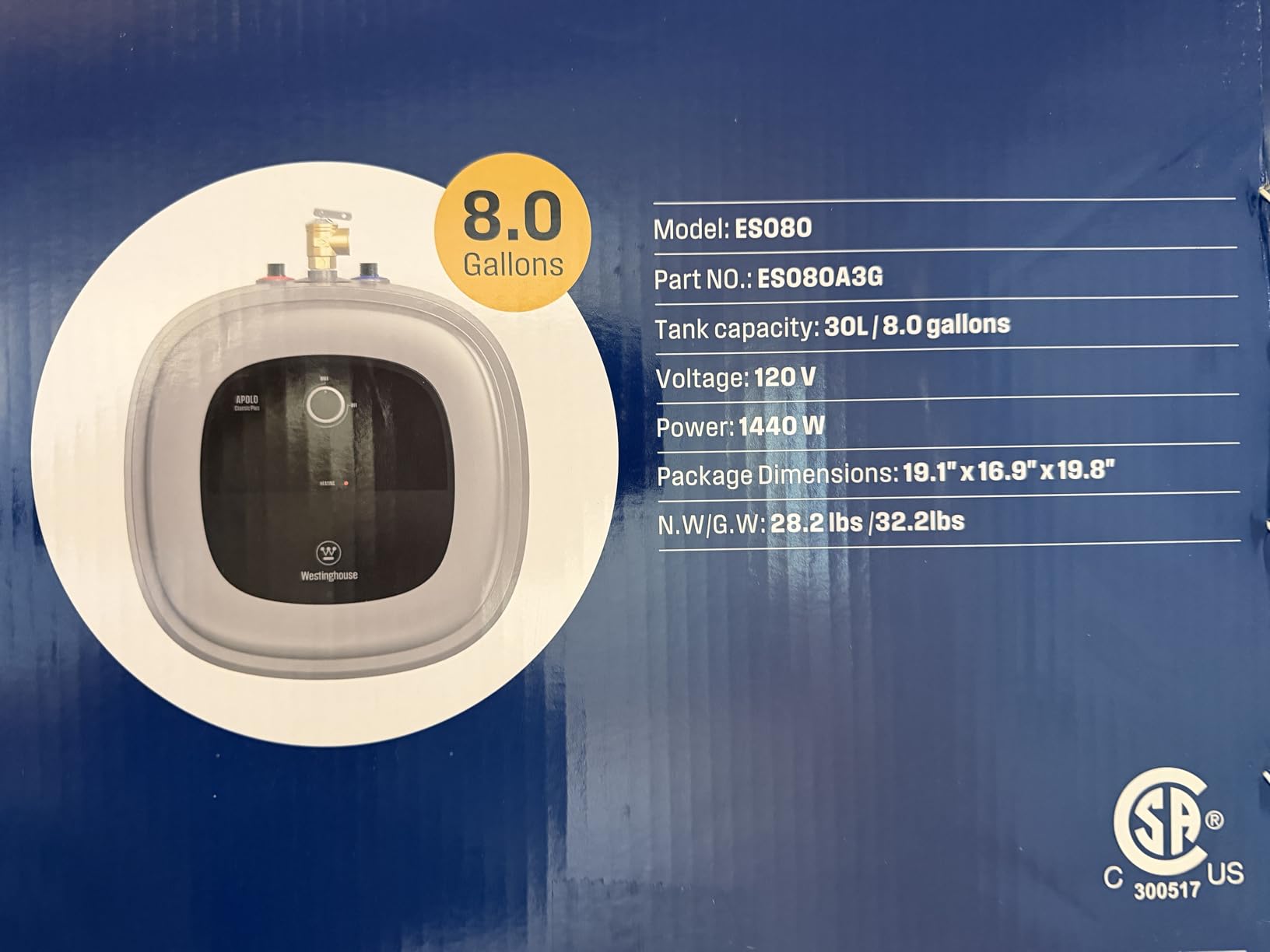 Westinghouse Under Sink Water Heater 4 Gallon Electric Mini Tank | Point of Use Water Heater, Hot Water Ready Near Faucet, Adjustable Thermostat, Wall/Floor Mount, Kitchen & RV Use, CSA Listed customer photo 2