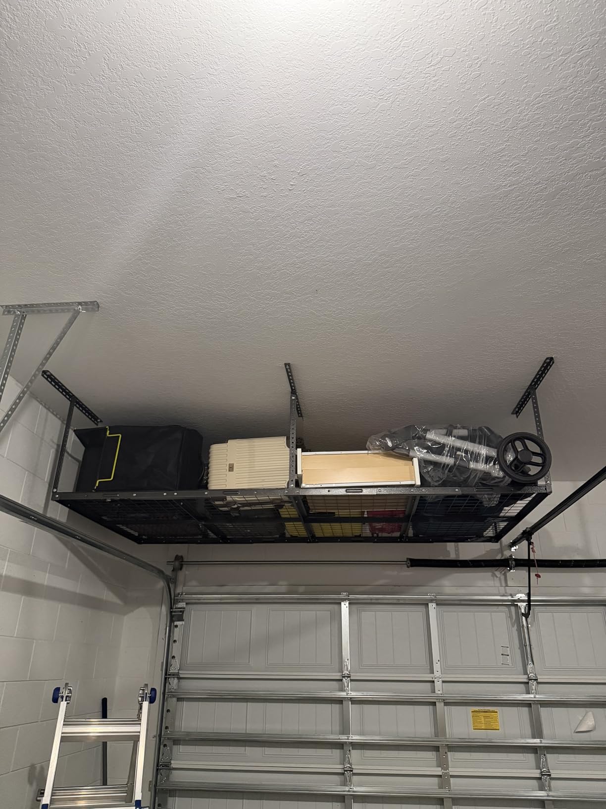 4x4 Overhead Garage Ceiling Storage Rack Organization, Black | 350lbs Weight Capacity, 22