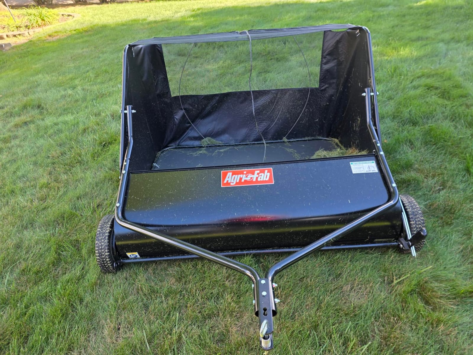 Agri-Fab 50 in Heavy Duty Tow Behind Lawn Sweeper with 26 Cu Ft Hopper and Adjustable Brush Height customer photo 1