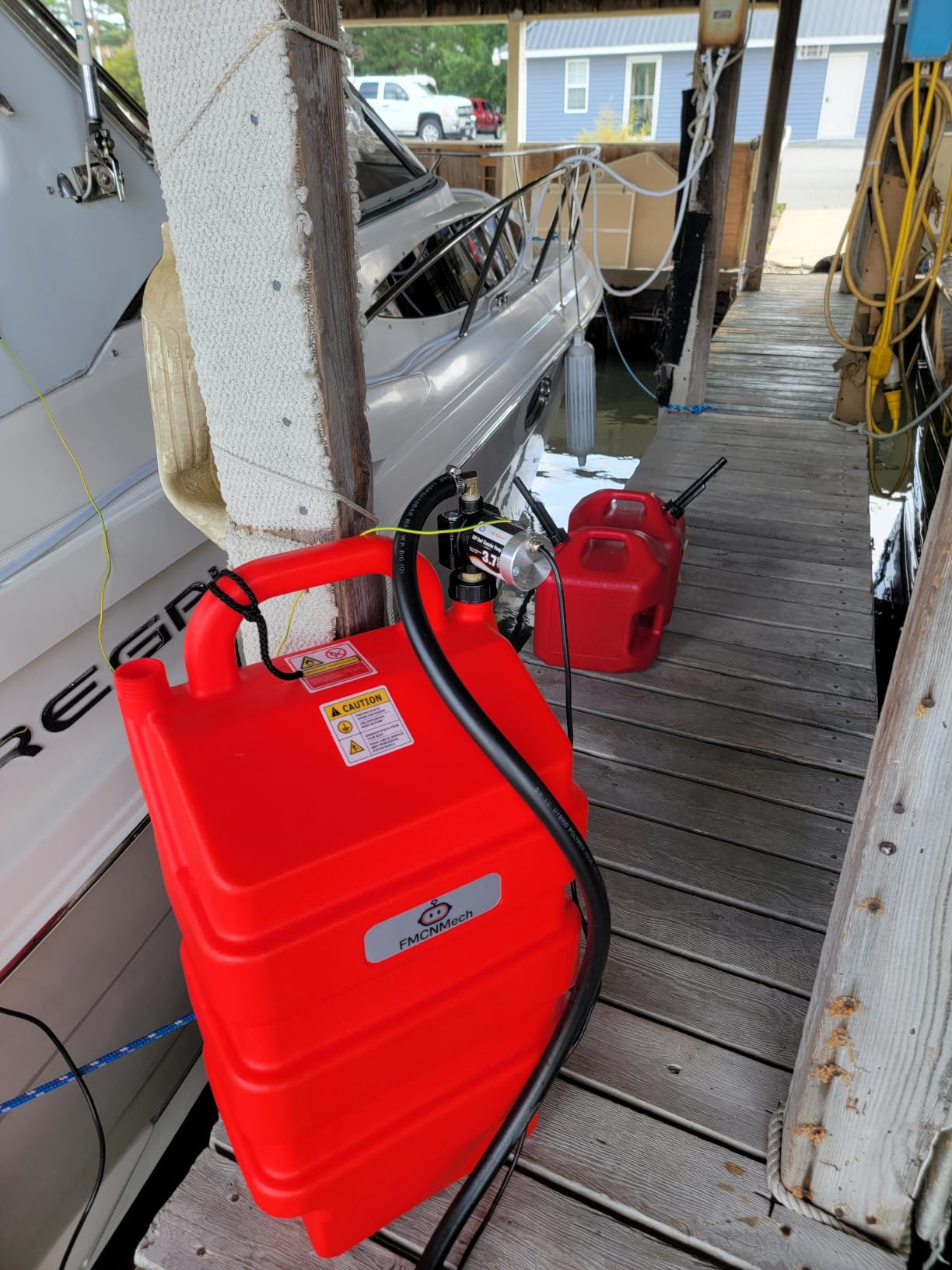 FMCNMech 16 Gallon Fuel Caddy with 12V Electric Pump | Compatible with gasoline, diesel & kerosene. Forward & reverse pump. HDPE tank with wheels for farm and garage use. customer photo 1