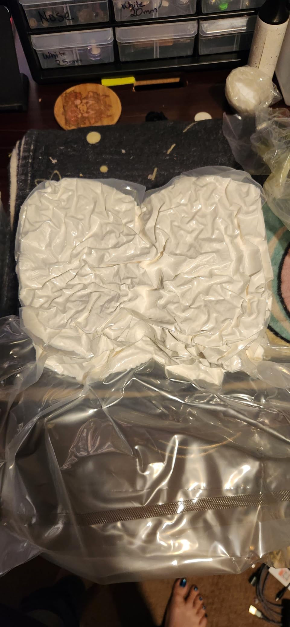 #6 Super Bulky Blanket Yarn for Crocheting - 4 Skeins(Each 10.5oz/300g, 220yds/201m), Chunky Chenille Thick Plush Big Soft Yarn for Crocheting Knitting Blankets, Cream customer photo 1
