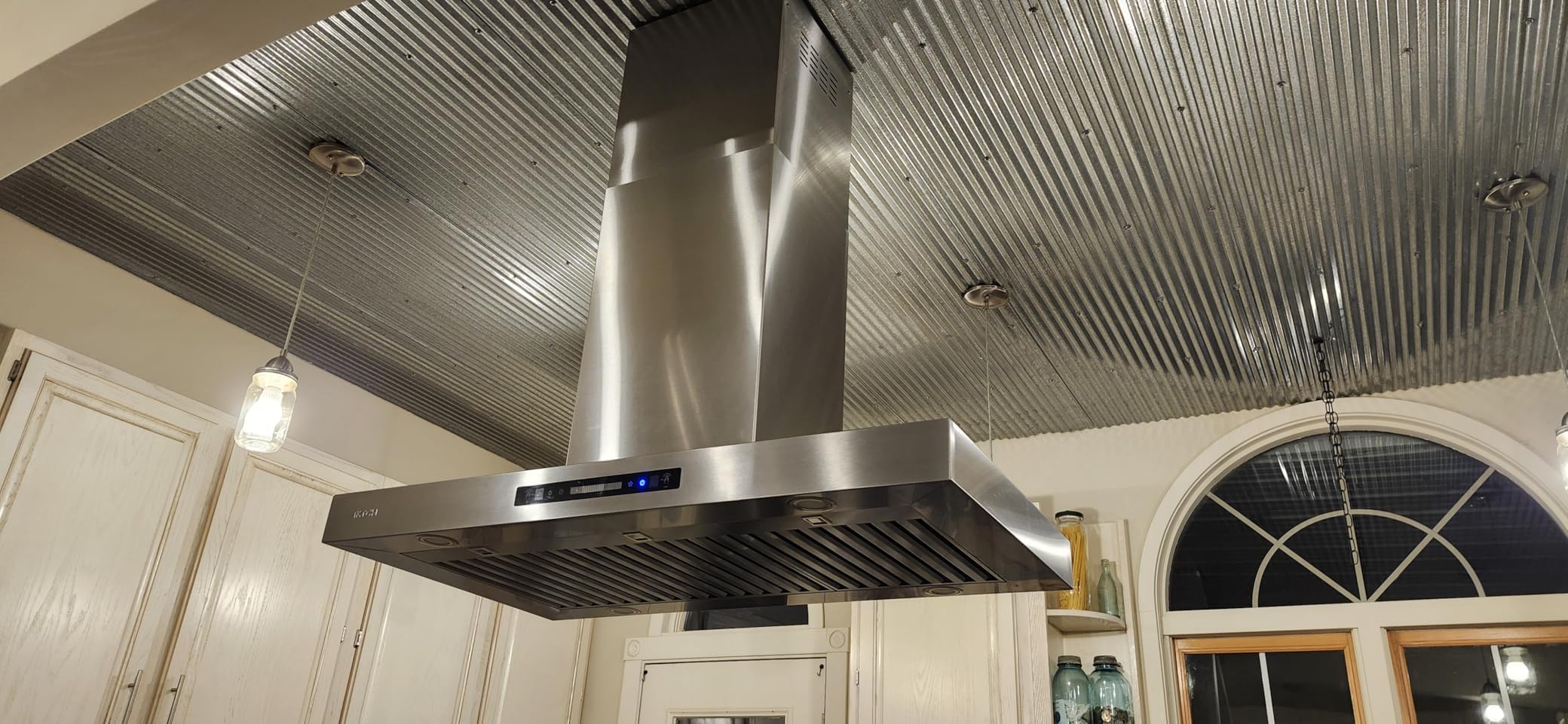 VIKIO HOME Island Mount Range Hood 1200 CFM, 42 Inch Stainless Steel Ducted Island Range Hood, Gesture Sensing & Touch Control, 3-Speed Fan | Dual-Sided Control, Gesture Sensing&Touch Control, Low Noise, 4 LED Lights, Stainless Steel customer photo 2