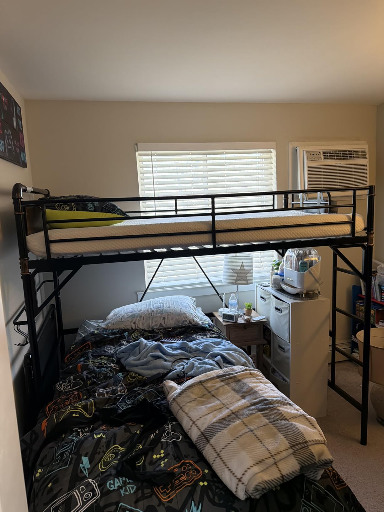 Twin Size Loft Bed with LED Lights and Charging Station, Industrial Heavy Duty Metal Loft Bed Frame with Ladder and Guardrail for Kids Adults, Small Space Saving Design for Bedroom Dorm, Vintage Brown customer photo 2