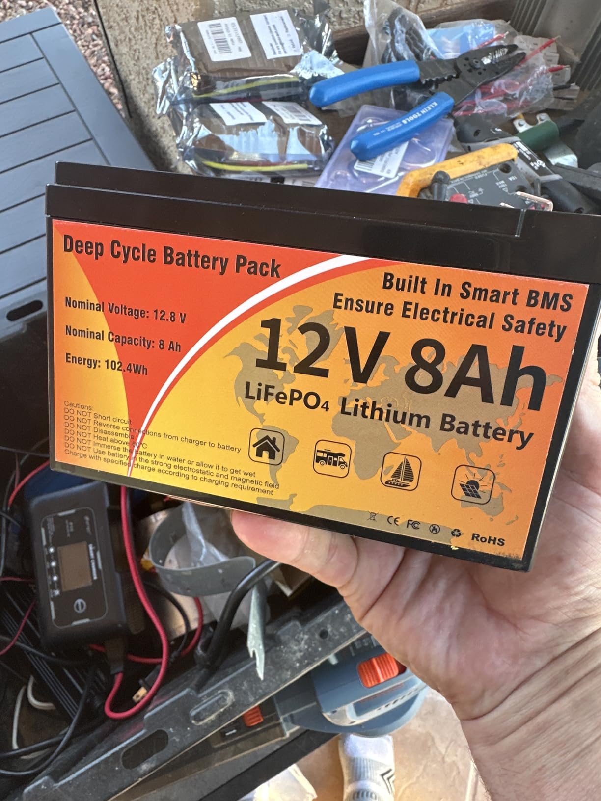 12V 100Ah LiFePO4 Lithium Battery, Group 31 Deep Cycle with Smart 100A BMS & Low Temp Cut-Off, 15000 Cycles 10-Year Life, Lightweight Replacement for RV, Solar, Marine, Home Backup, Off-Grid customer photo 1