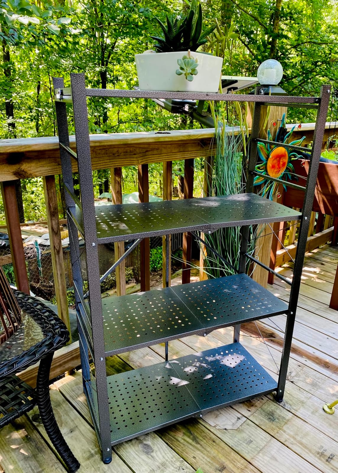 COOS BAY 4 Tier Foldable Greenhouse Shelf, Heavy Duty Metal Plant Stand, No Assembly Required, Compact Storage, 28