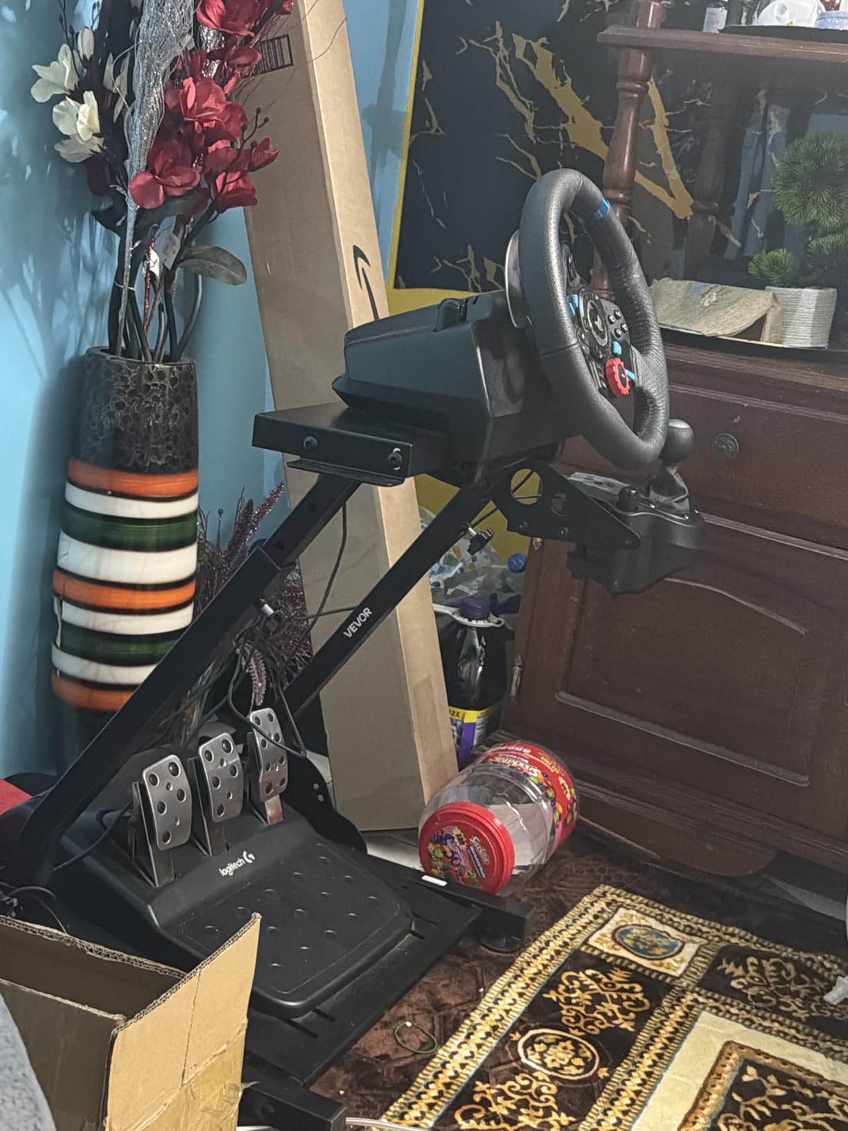 VEVOR Racing Wheel Stand, Adjustable & Foldable Simulator Stand for Logitech G29 G27 G920 G923, Thrustmaster T300RS T300GT T248 TS-PC TSXW Gaming Cockpit, Pedals Simulator NOT Included customer photo 1