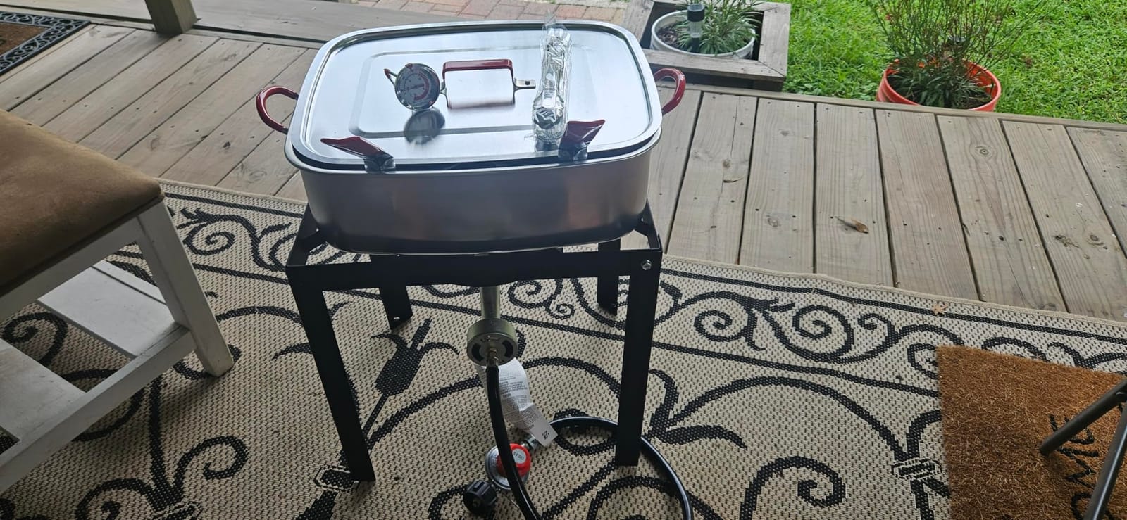 18QT Outdoor Propane Fish Fryer | 50,000 BTU Propane Burner | Deep Fryer with 2 Baskets | Lid | Cover | 9