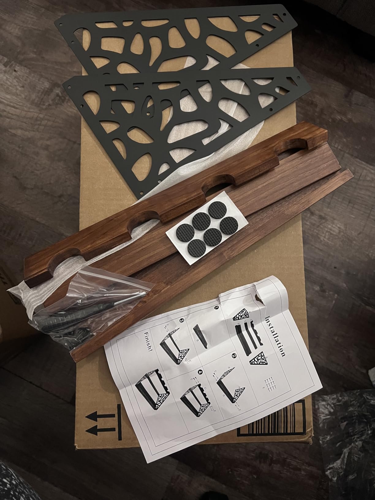 4-Bottle Rustic Countertop Wine Rack | Freestanding Wooden Tabletop Wine Bottle Holder for Cabinet, Pantry, Table, Kitchen customer photo 1