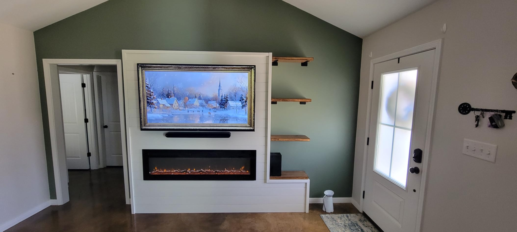 EUHOMY 60 Inch Electric Fireplace Recessed Wall Mounted with Remote Control, Fireplace Heater with Adjustable Flame Color, Linear Fireplace with Timer, Log & Crystal, 750/1500W (2026 Upgrade) customer photo 1