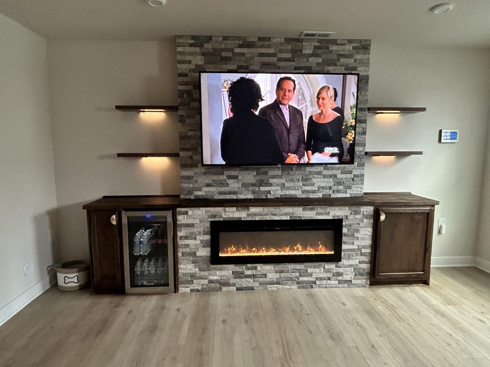 EUHOMY 60 Inch Electric Fireplace Recessed Wall Mounted with Remote Control, Fireplace Heater with Adjustable Flame Color, Linear Fireplace with Timer, Log & Crystal, 750/1500W (2026 Upgrade) customer photo 2