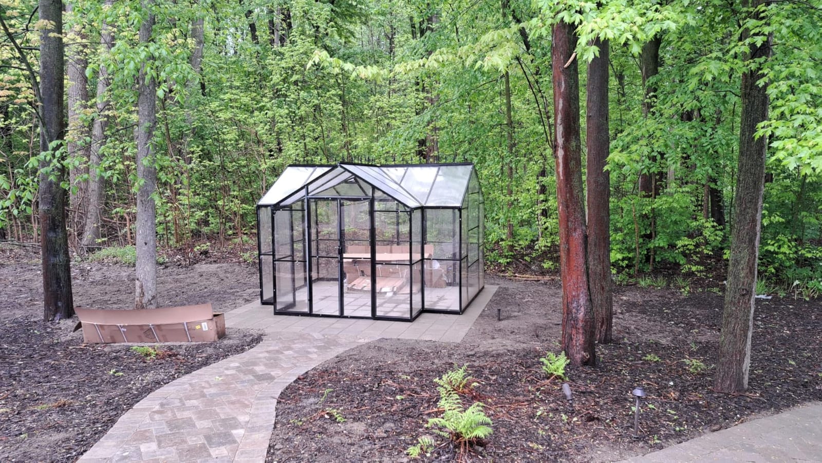 AMERLIFE 12 x 10 x 8-Ft Hybrid Polycarbonate Greenhouse | Quick-Connect Aluminum Frame, Dual Roof Vents, Double Doors, Gutters, Walk-In Design, Black customer photo 1