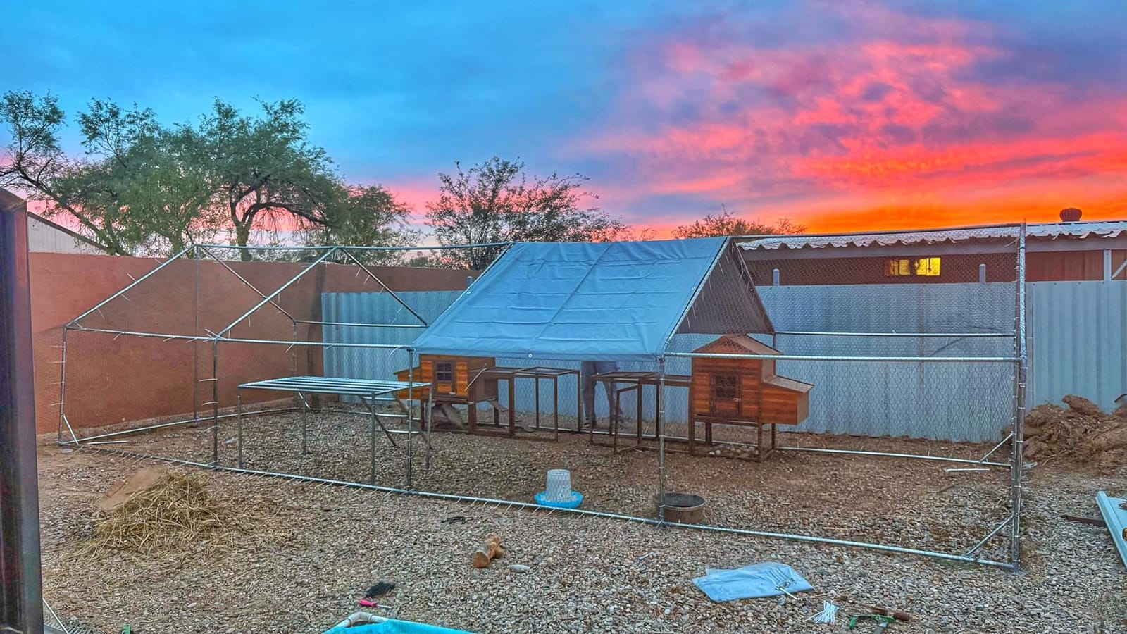 WUKHG Large Walk-in Metal Chicken Coop with Dutch Door and Perch, 10x26FT | Galvanized Steel Frame, Easy Assembly, 420D Waterproof Cover, Reinforced Base, Wire Mesh Run for Chickens, Ducks and Rabbits customer photo 1