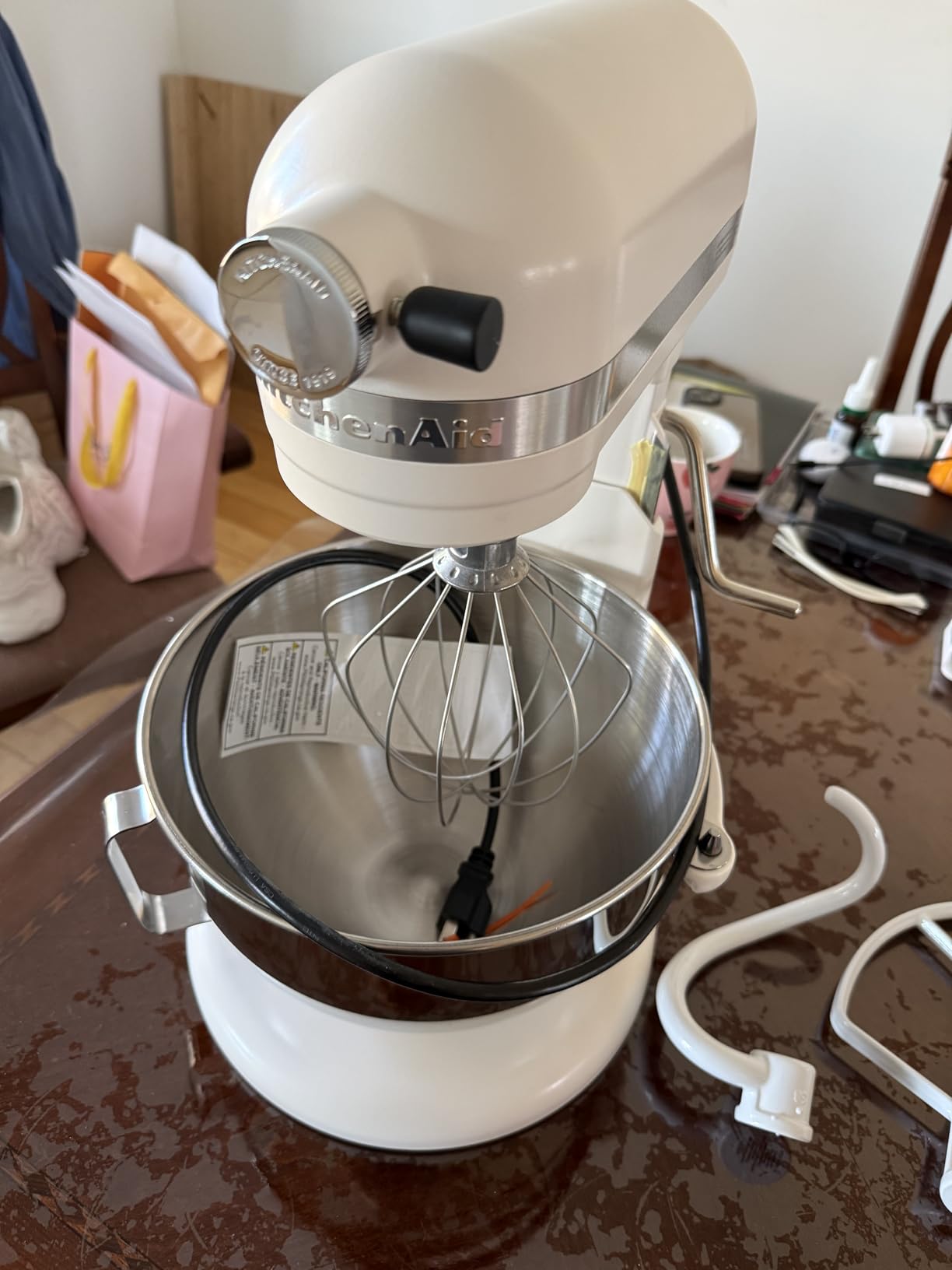 KitchenAid 5.5-Qt Bowl-Lift Stand Mixer, KSM55SXXX, Porcelain White | 11 Mixing Speeds, Includes Flat Beater, Dough Hook, Wire Whip, Stainless Steel Bowl customer photo 1