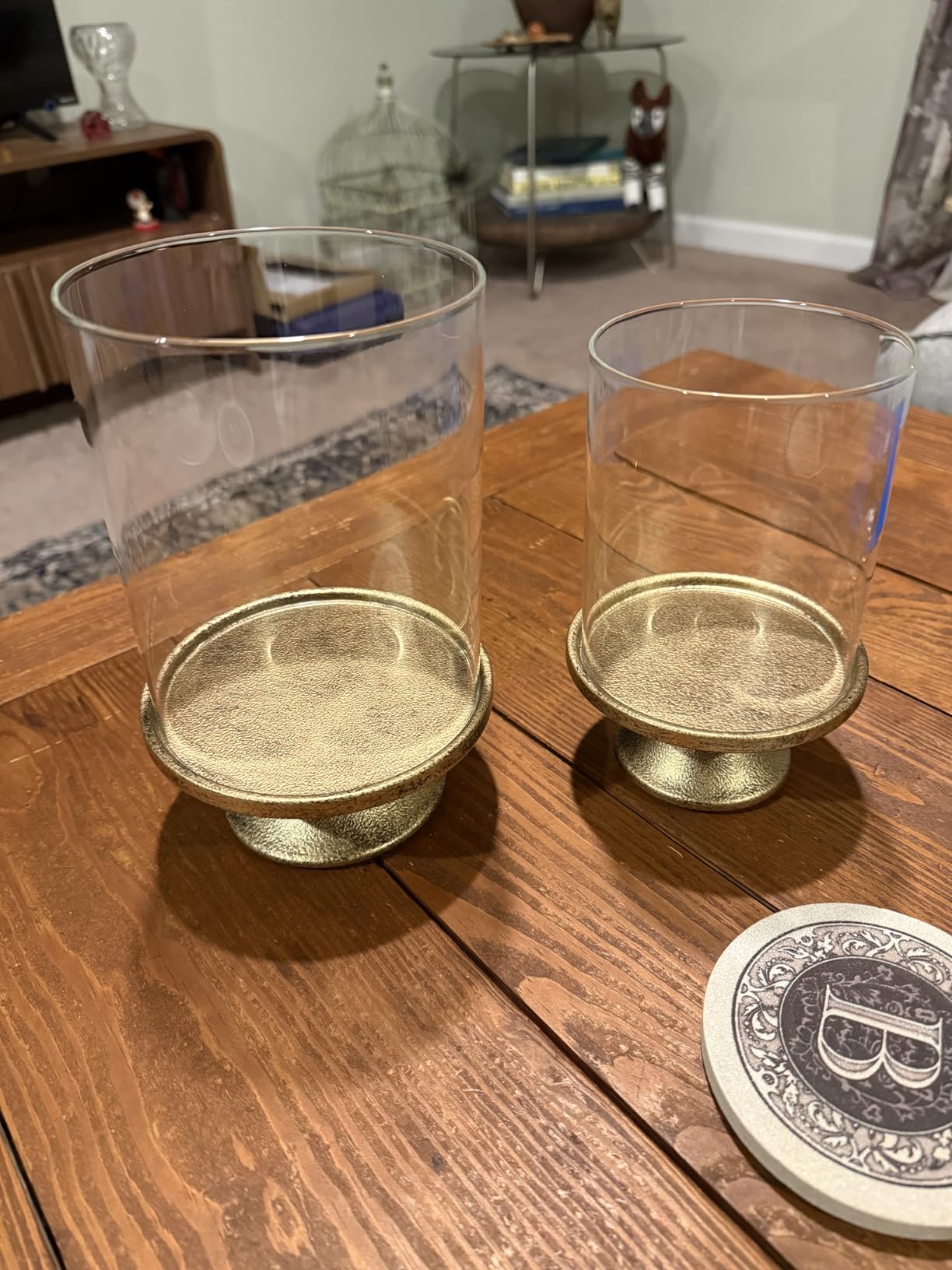 Set of 2 Hurricane Candle Holder Set with Glass Dome & Iron Base | Elegant Decorative Pillar Candle Holders for Living Room, Dining Room & Bedroom Centerpiece - Ideal Home Décor customer photo 2