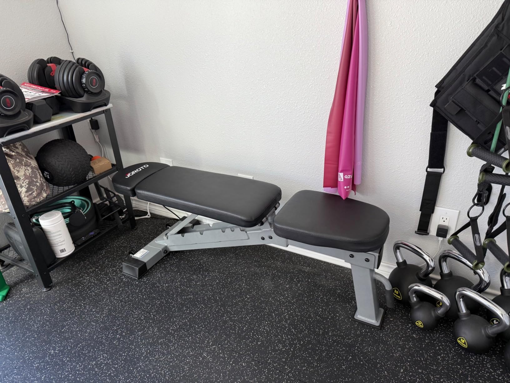 JOROTO FID Adjustable Weight Bench 1300LBS Capacity for Home Gym | Heavy Duty Workout Bench Press with Incline Decline Positions, 34'' Backrest and Wheels for Strength Training at Home Gym customer photo 1