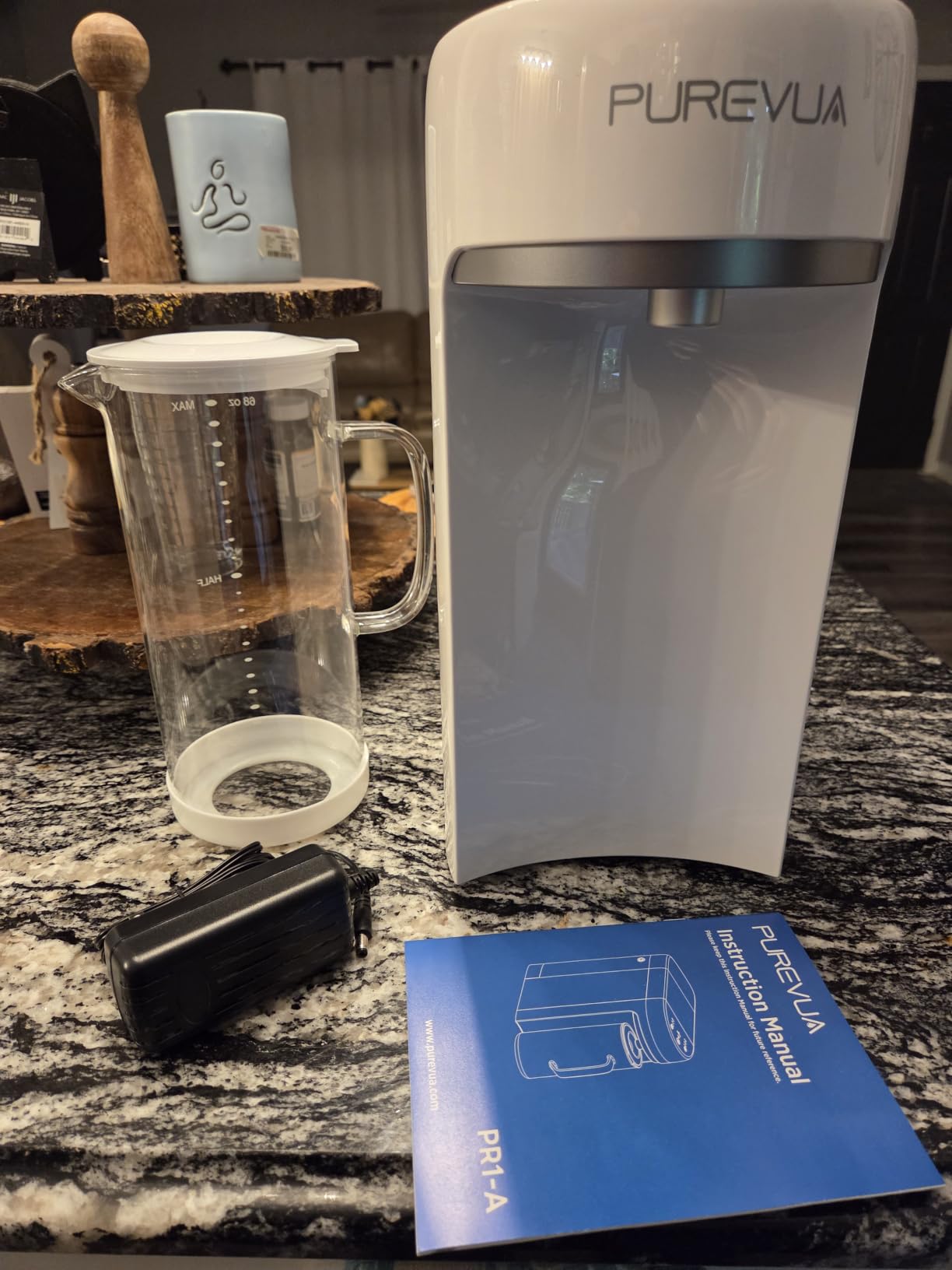 PR1-A Countertop UV Reverse Osmosis Water Filter System, RO Filtration | 6 Stage No Plumbing Machine Water Purifier for Home Counter Top with 68 fl.oz Glass Pitcher, TDS and Filter Life Detection customer photo 2