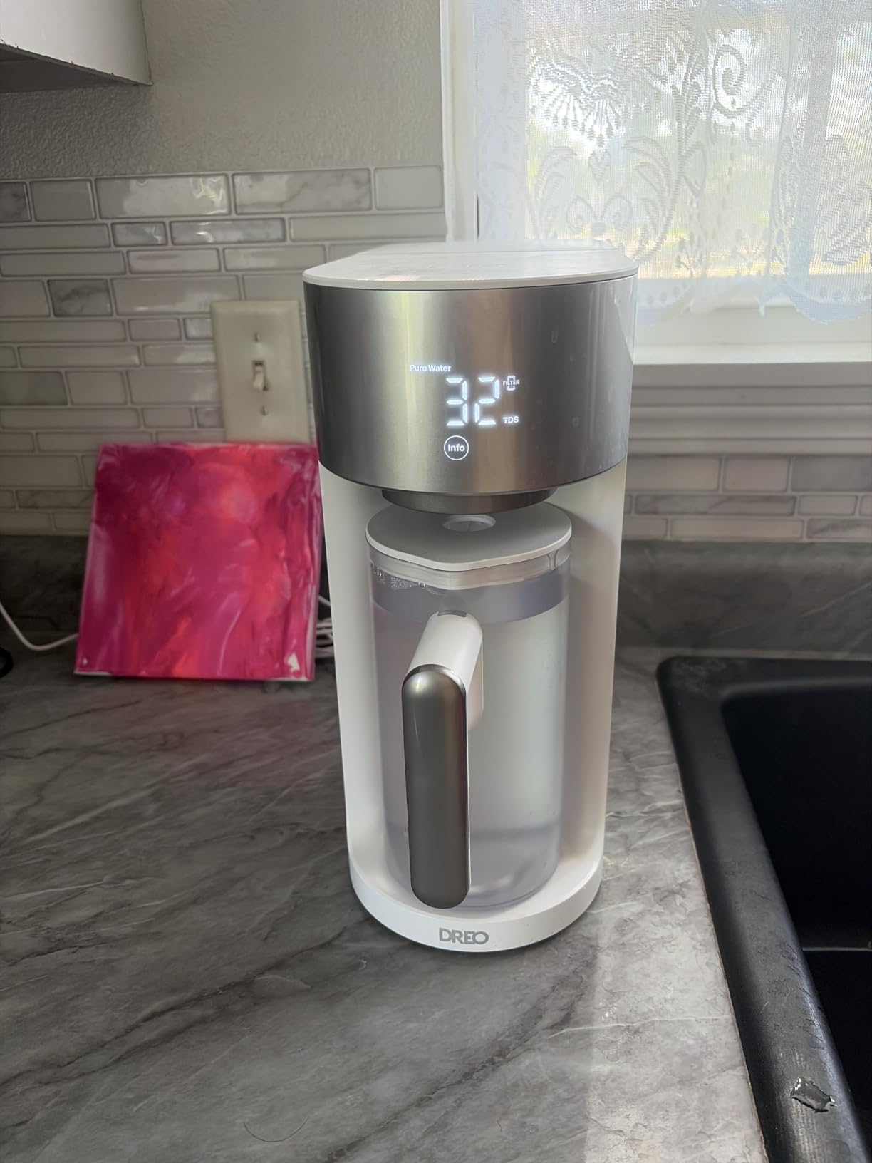 DREO Reverse Osmosis Water Filter Countertop, RO Filtration System, 3:1 Pure to Drain, TDS & Filter Life & Autofill Pitcher, Installation-Free, Self-Cleaning Water Purifier, RO Water Filter customer photo 1