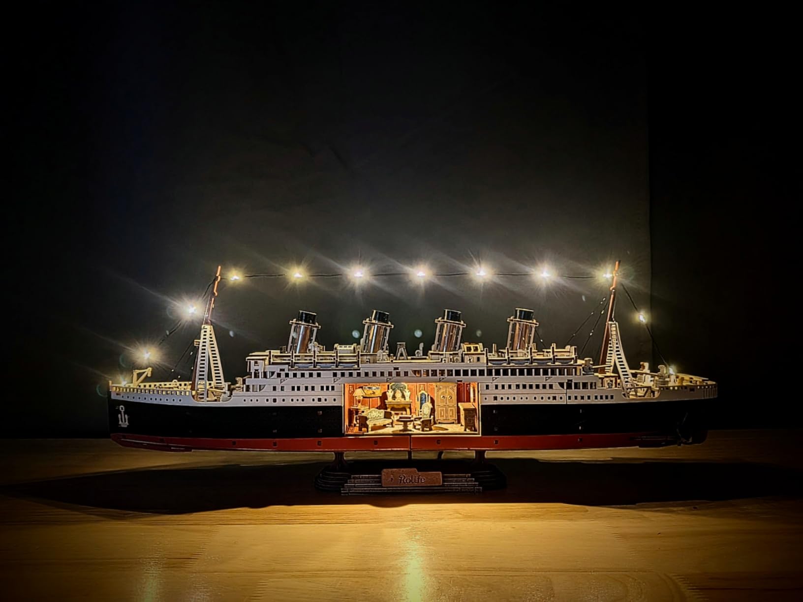 Rolife 3D Wooden Puzzles for Adults-Titanic Model Kit with LED Lights- DIY Ship Building Kit for Home Desk Decor- Brain Teaser Gifts for Puzzle Lovers & Maritime Collectors customer photo 1