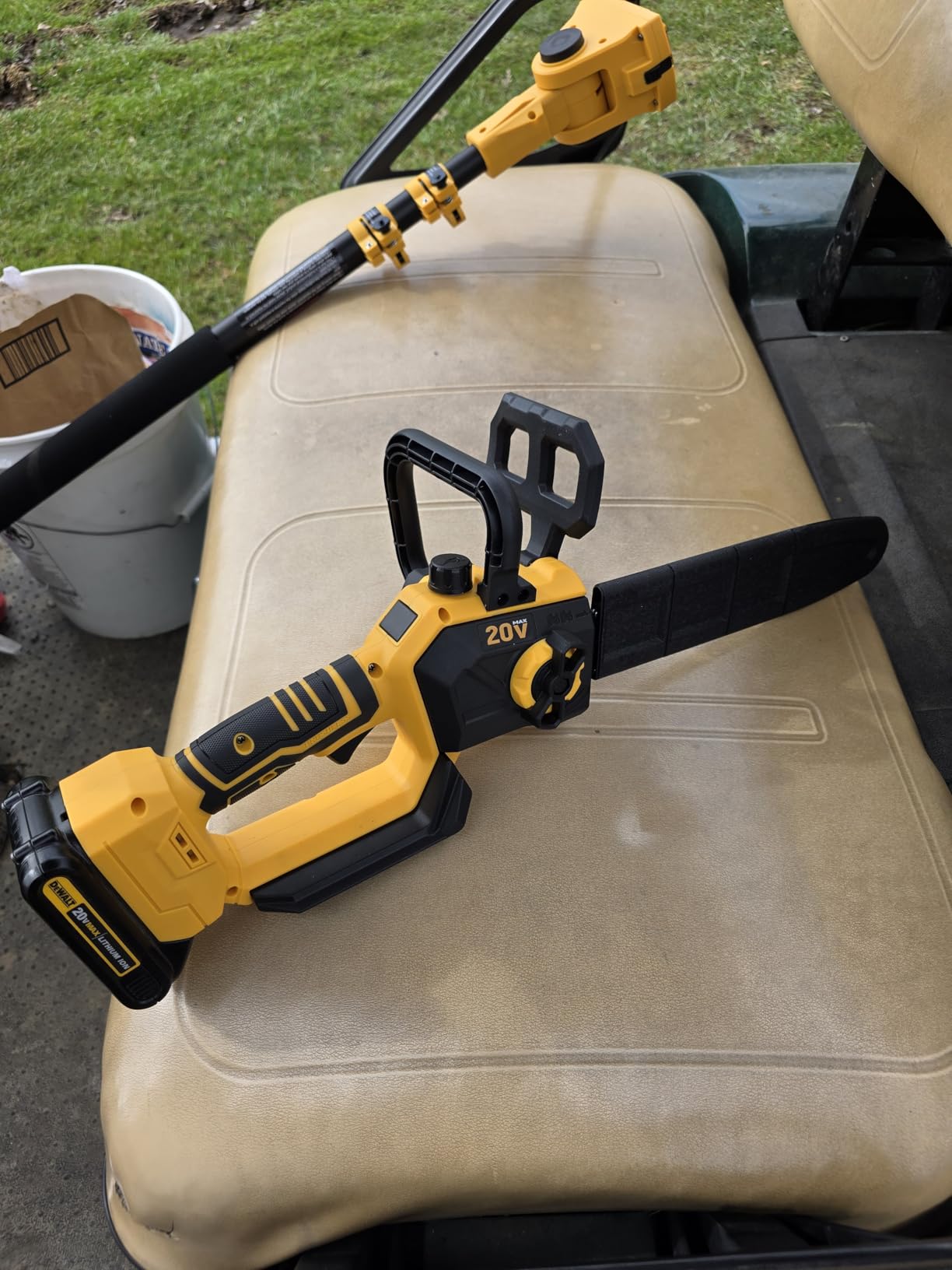 2-in-1 Cordless Pole Saw & Chainsaw, Compatible with Dewalt 20V Battery | 4.0ah Battery Included. 14.5 FT Extension Pole. Brushless Motor. Auto-Oiling System. Hand Held Chainsaw for Tree Trimming. customer photo 1