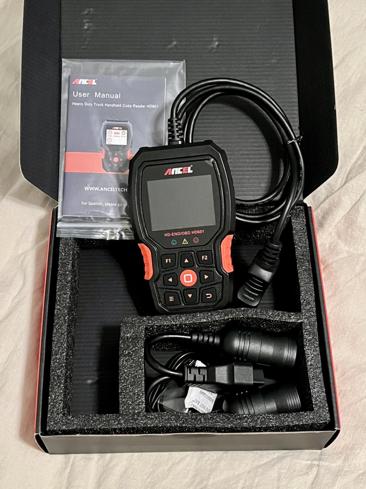 ANCEL New HD601 Heavy Duty Truck Scanner, Diesel Full System Diagnostic Scan Tool Fits for Cummins, Detroit, Volvo, Paccar & Caterpillar, 2 in 1 HDOBD & OBD2 Code Reader for Commercial Vehicles & Cars customer photo 1