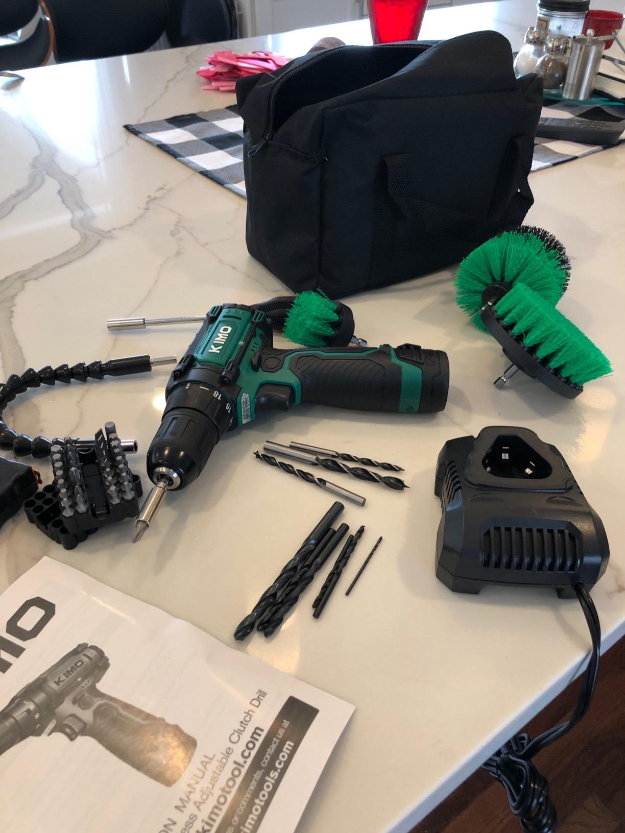 KIMO Impact Wrench 1/2 Cordless, Impact Gun for Car Tire, 20V Impact Driver | 550N.m (410ft-lbs), 4000RPM/3500IPM, 4 Sockets, 9-Piece Drill& Driver Set, Safety Lock, Variable Modes, 4000mAh Battery customer photo 2