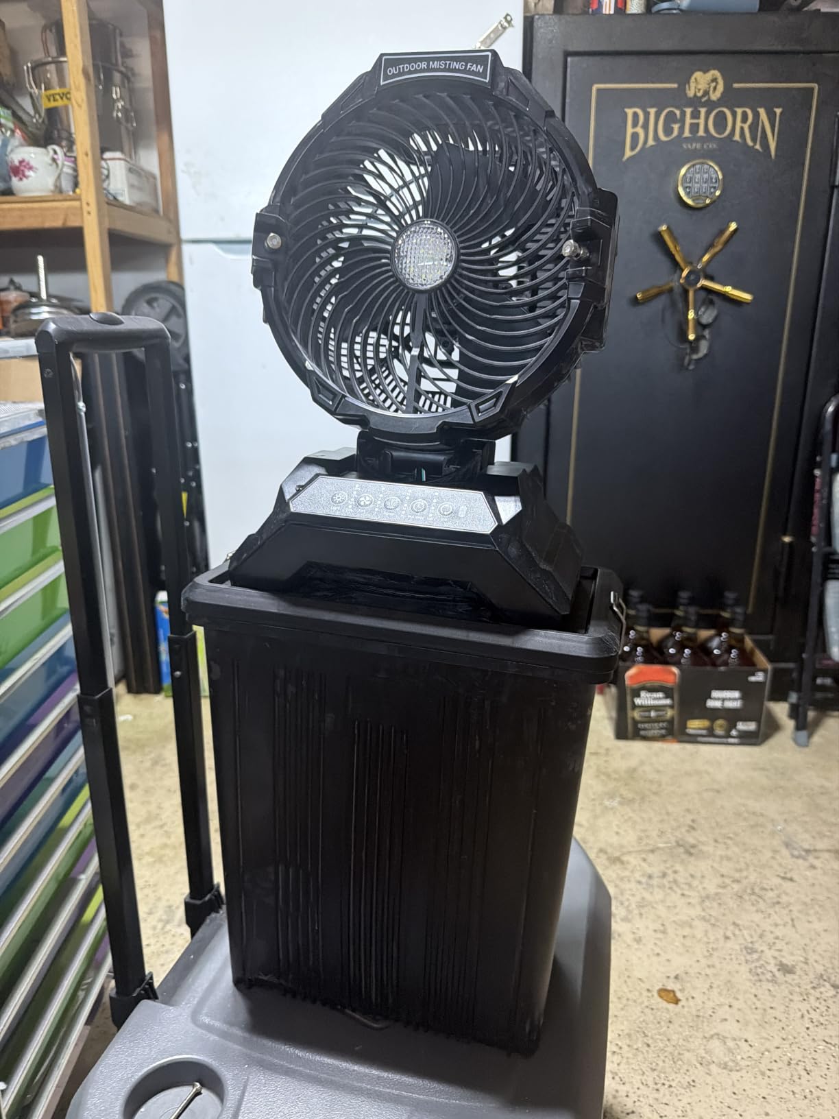 Portable Misting Fan for Outside, 70Hrs Camping Mister Fan,15L Cooling Fan with Remote, Ice Fan with 4 Spray Speeds,4 Misting Modes,3 Light Modes for Garden/Camping/Party/Fishing customer photo 1