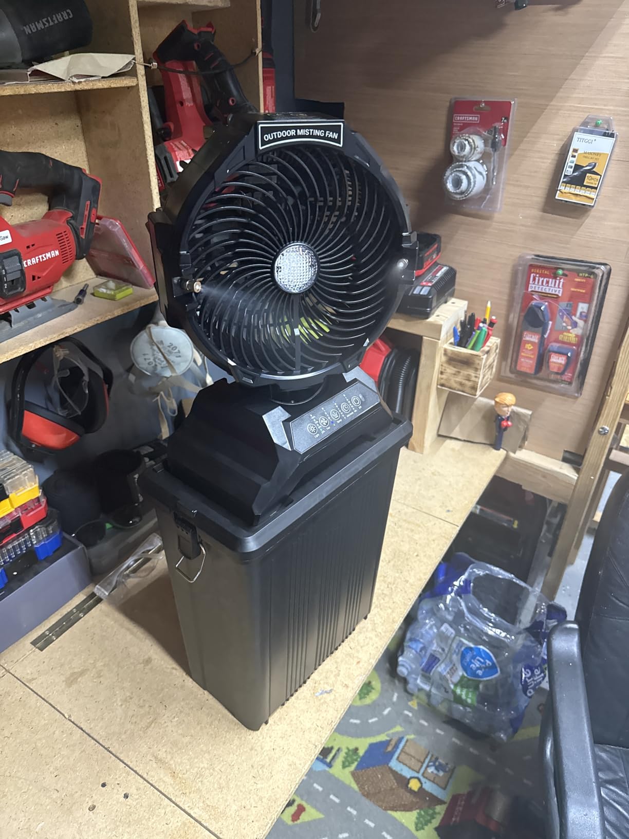 Portable Misting Fan for Outside, 70Hrs Camping Mister Fan,15L Cooling Fan with Remote, Ice Fan with 4 Spray Speeds,4 Misting Modes,3 Light Modes for Garden/Camping/Party/Fishing customer photo 2