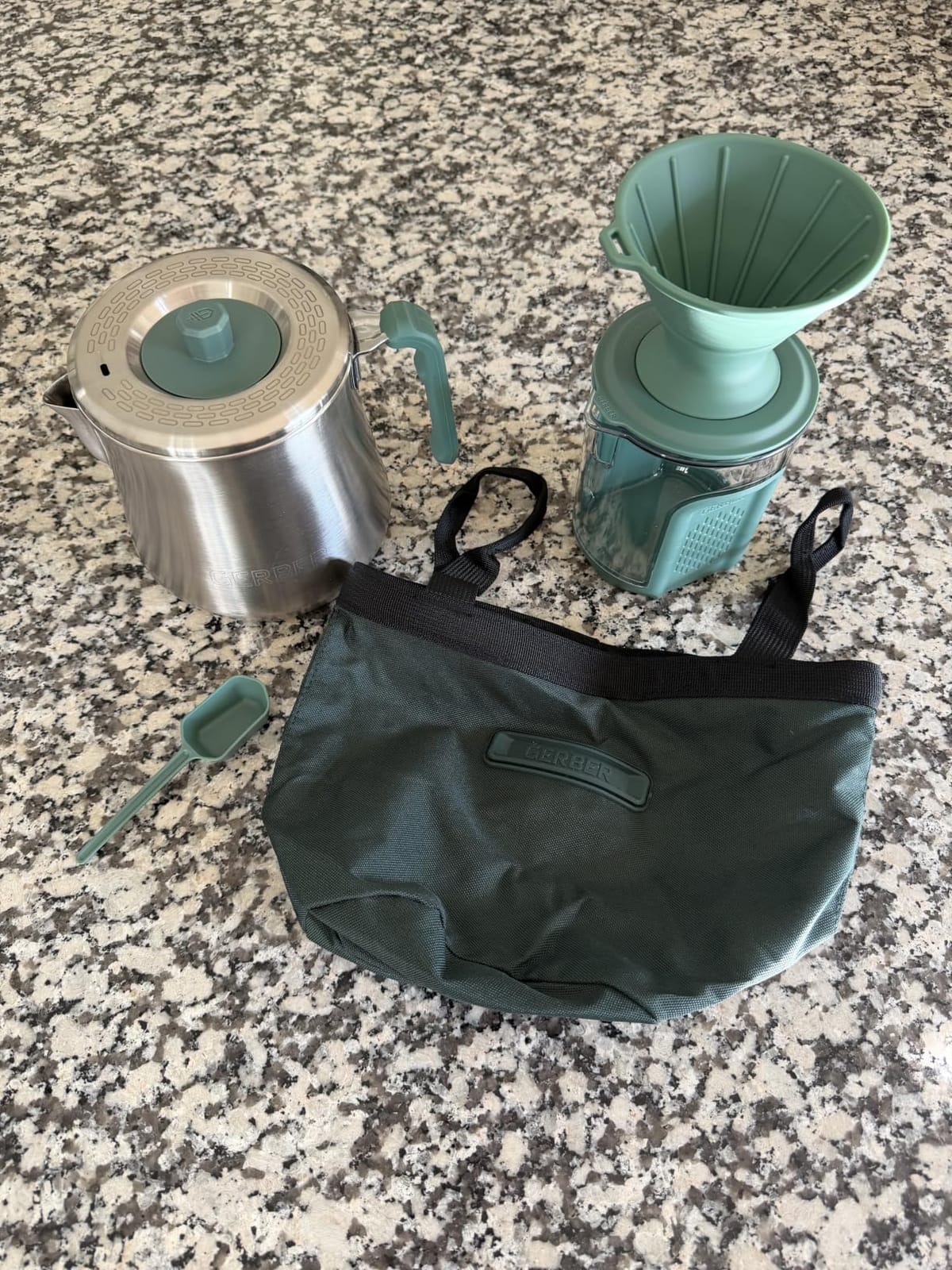Gerber Gear ComplEAT Coffee Set - Packable Outdoor Camp Kettle & Pour Over Coffee Kit with 2 Qt Stainless Steel Kettle, 24 oz Tritan Carafe & Silicone Pour Over customer photo 1
