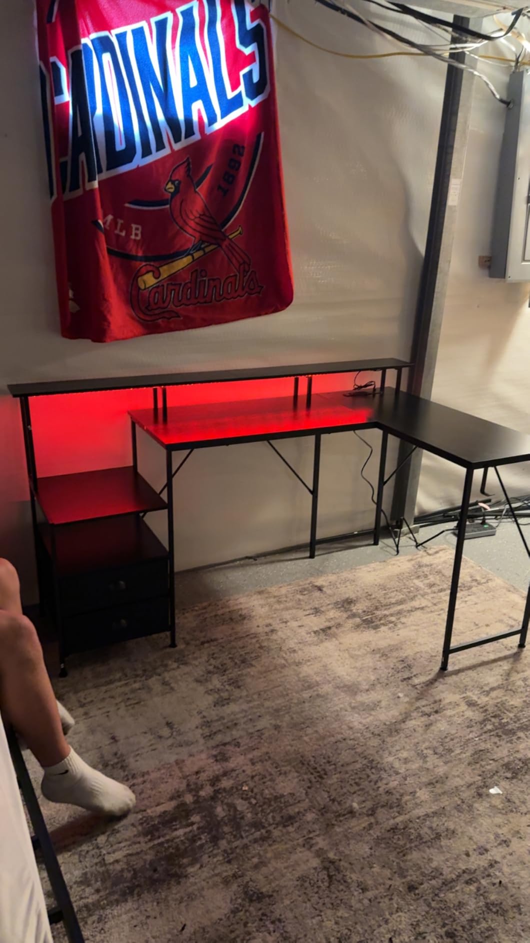 Korfile 66'' L Shaped Gaming Desk with Storage Drawers, Power Outlets, LED | Large Reversible Computer Desk for Multiple Monitors, Black Corner with CPU Stand for Gaming, Work, Home Office, Bedroom customer photo 1