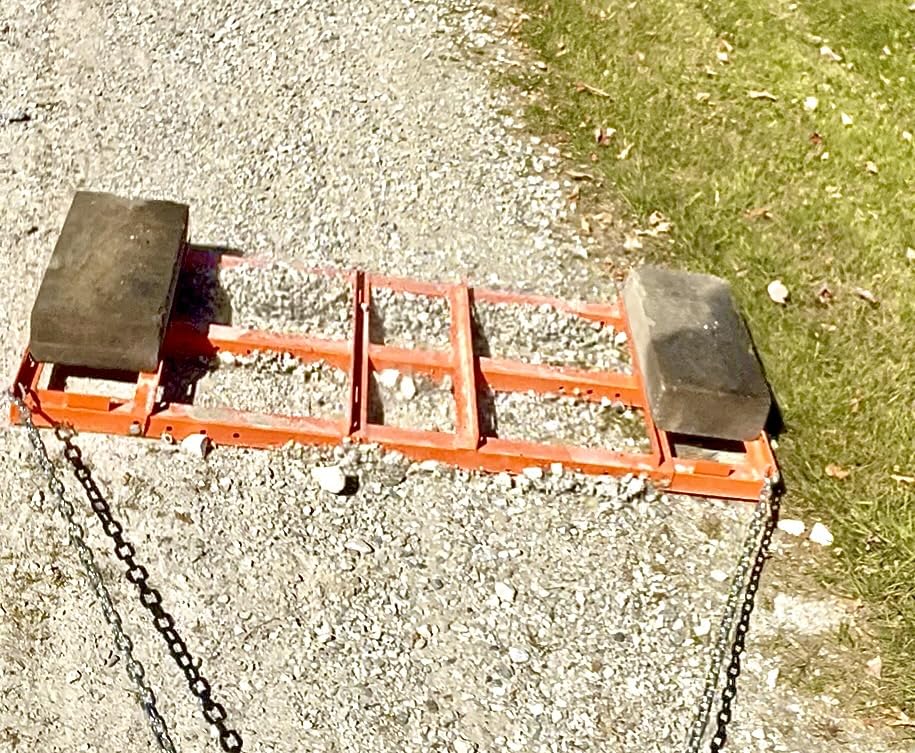 8 Ft Drag Harrow, Heavy Duty Driveway Grader, Tow Behind Lawn Rake with 5 Ft Chain, 4 Safety Belts, 2 Adjustable Bars, Driveway Drag for Gravel, Sand, Lawn, Soil, Hay, ATV, UTV, Mower, Tractor, Orange customer photo 1