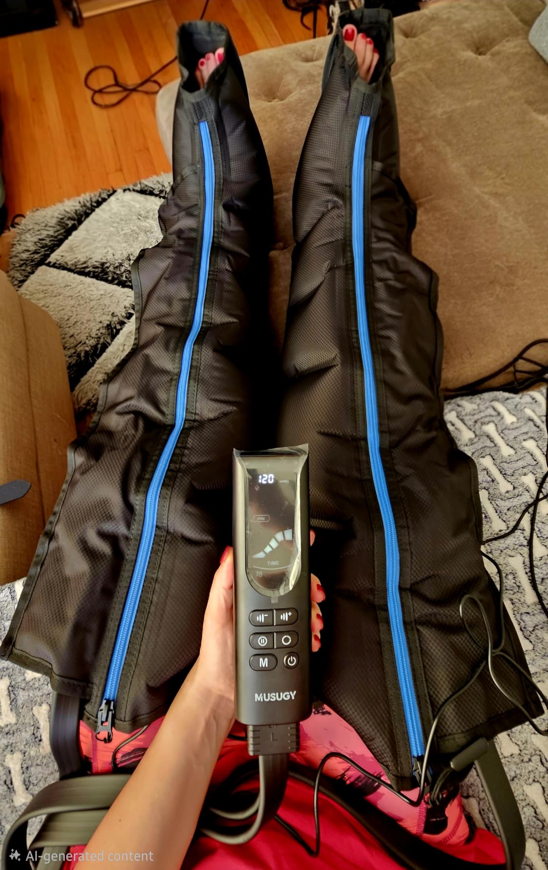 Sequential Leg Compression Massager for Circulation: Full Leg Air Compression Boots for Massage Therapy & Fatigue Relief - 9 Intensity, 6 Modes, 3 Timers (Medium) customer photo 1